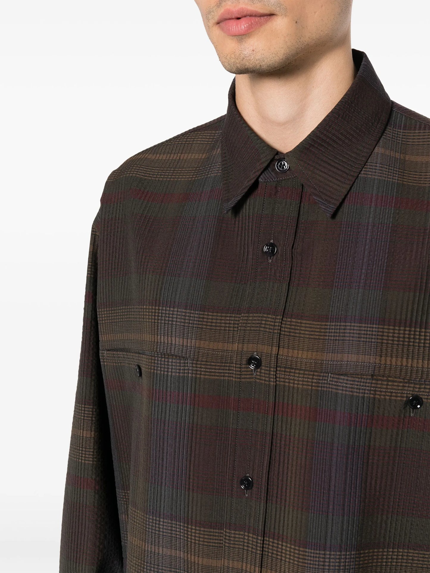 plaid-check cotton shirt