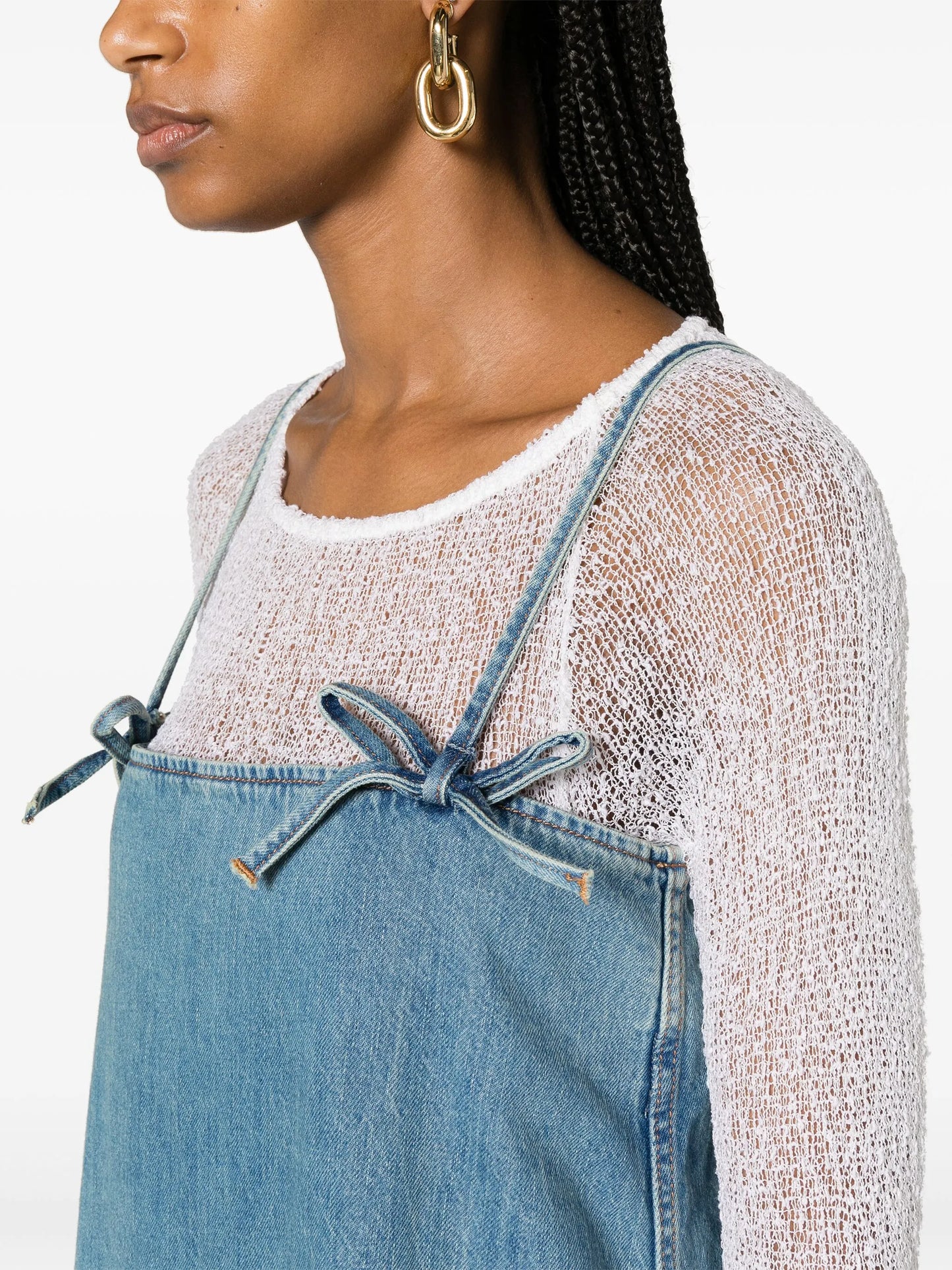 Tint bow-detail denim minidress