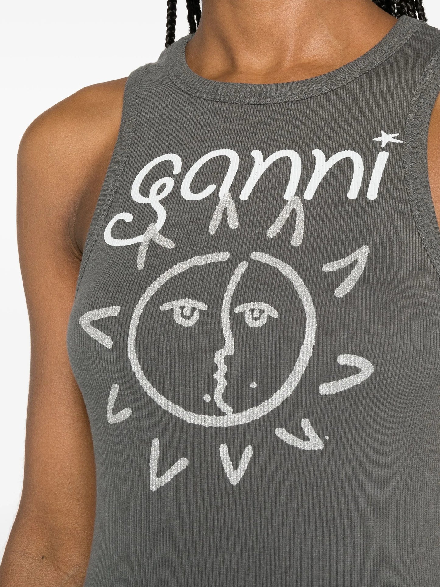 sun-print ribbed tank top