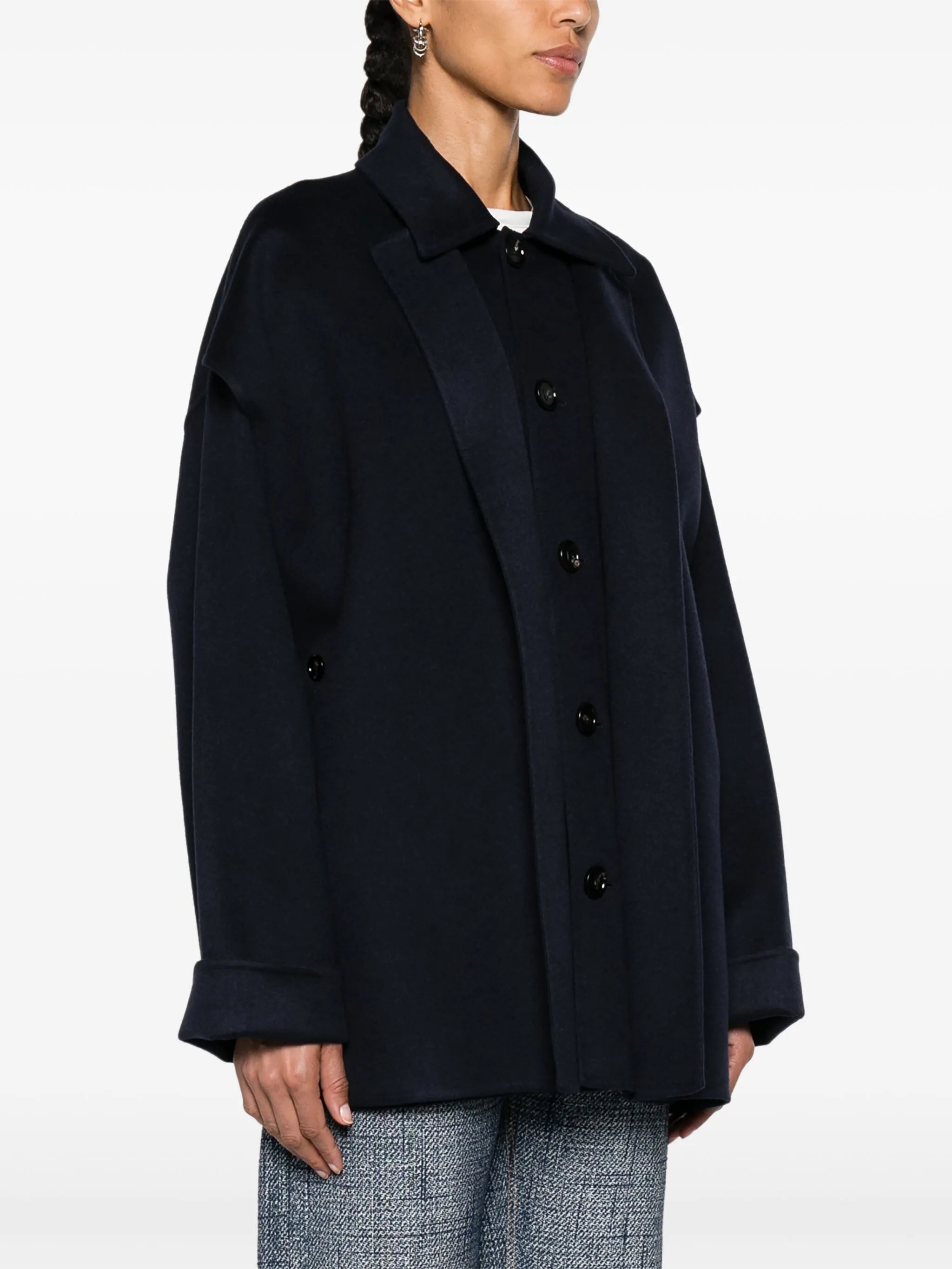 layered wool blend jacket