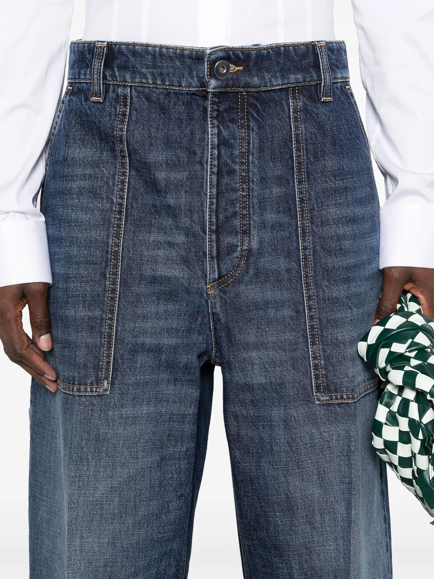 cuffed high-rise straight jeans