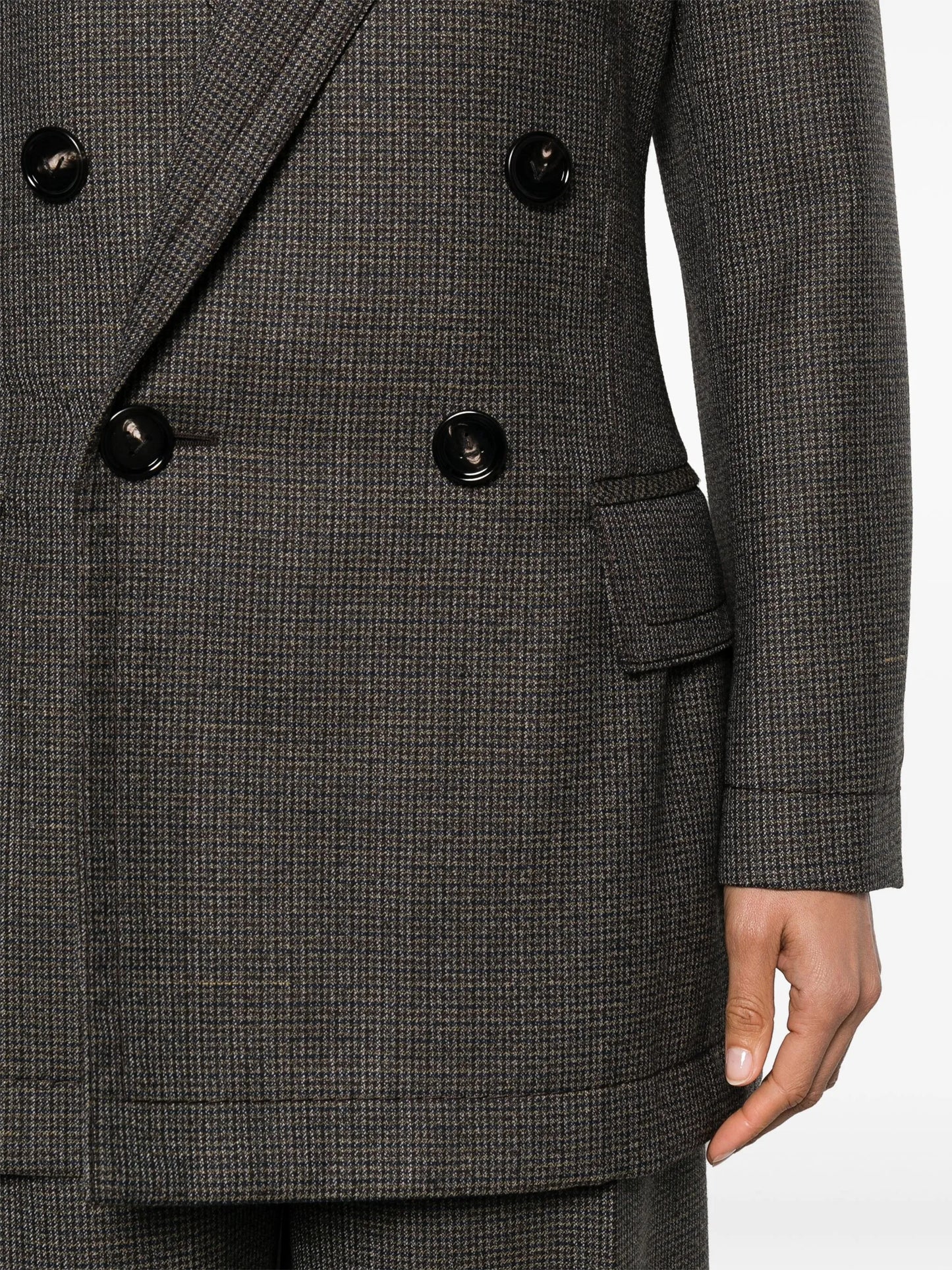 houndstooth double-breasted blazer