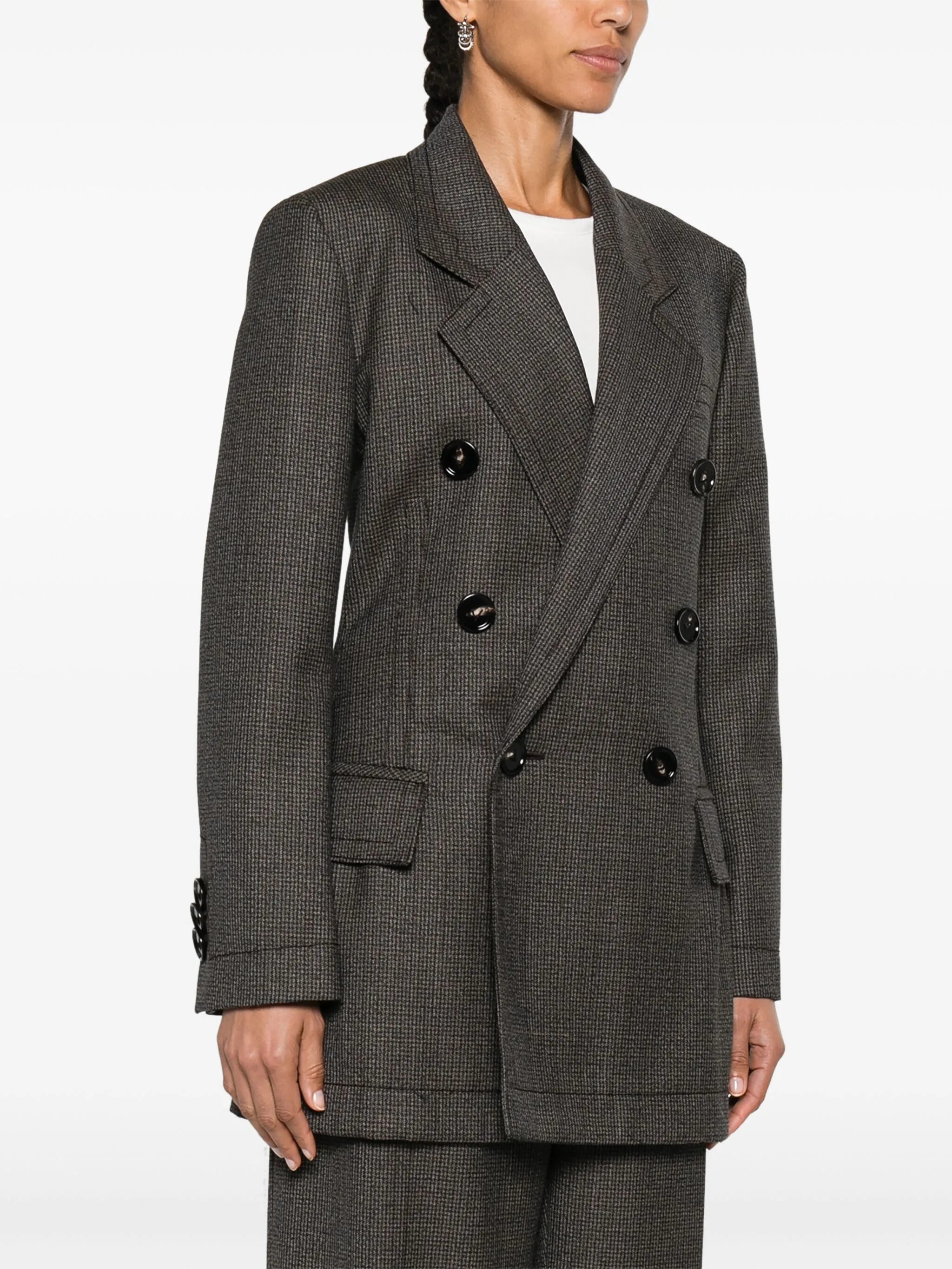 houndstooth double-breasted blazer