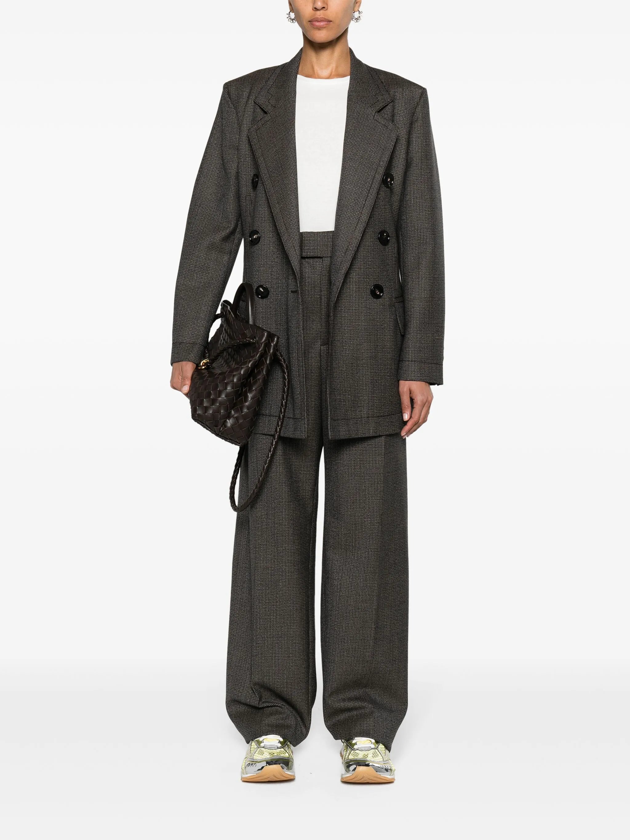 houndstooth double-breasted blazer