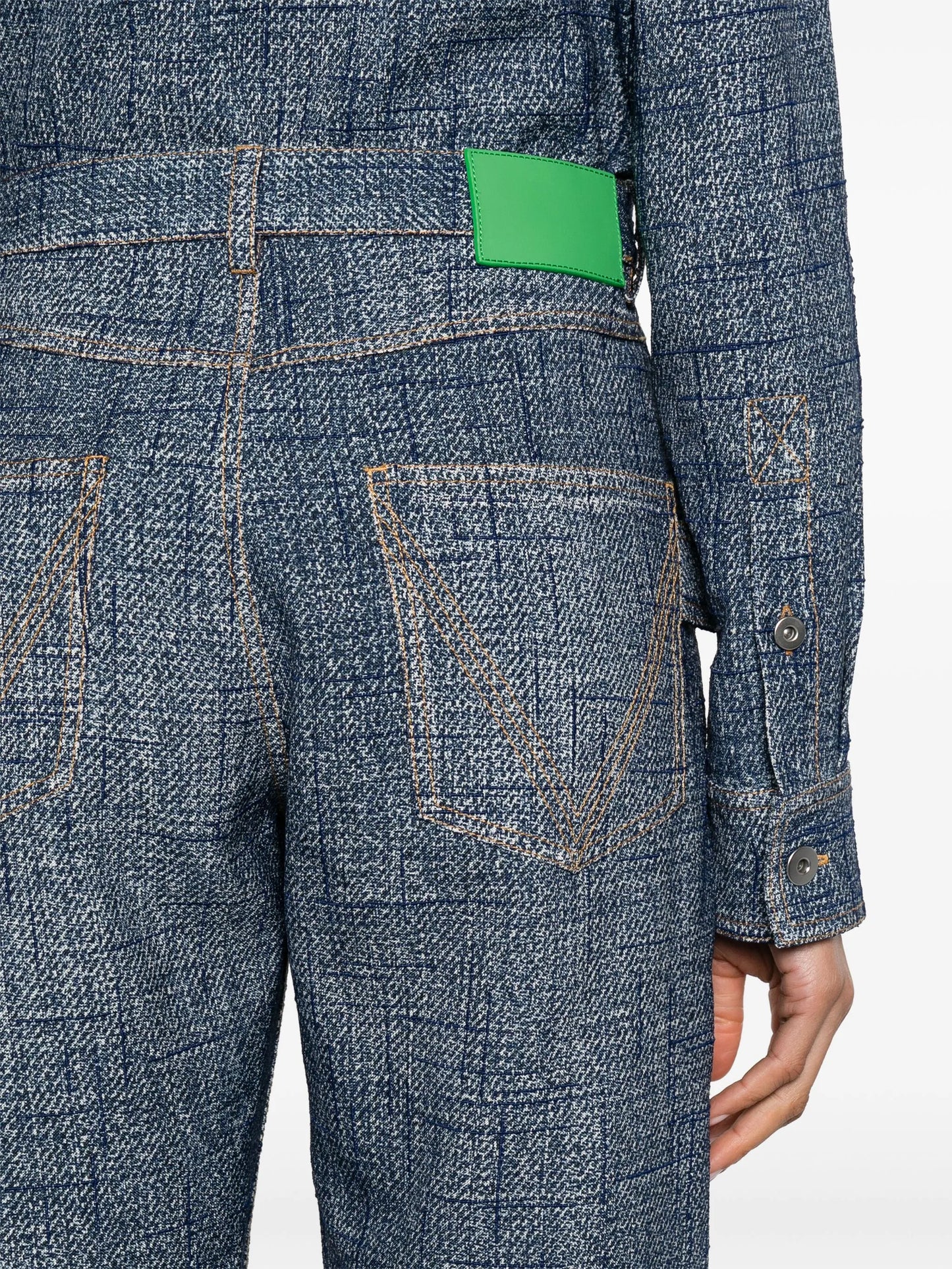 denim-texture trousers