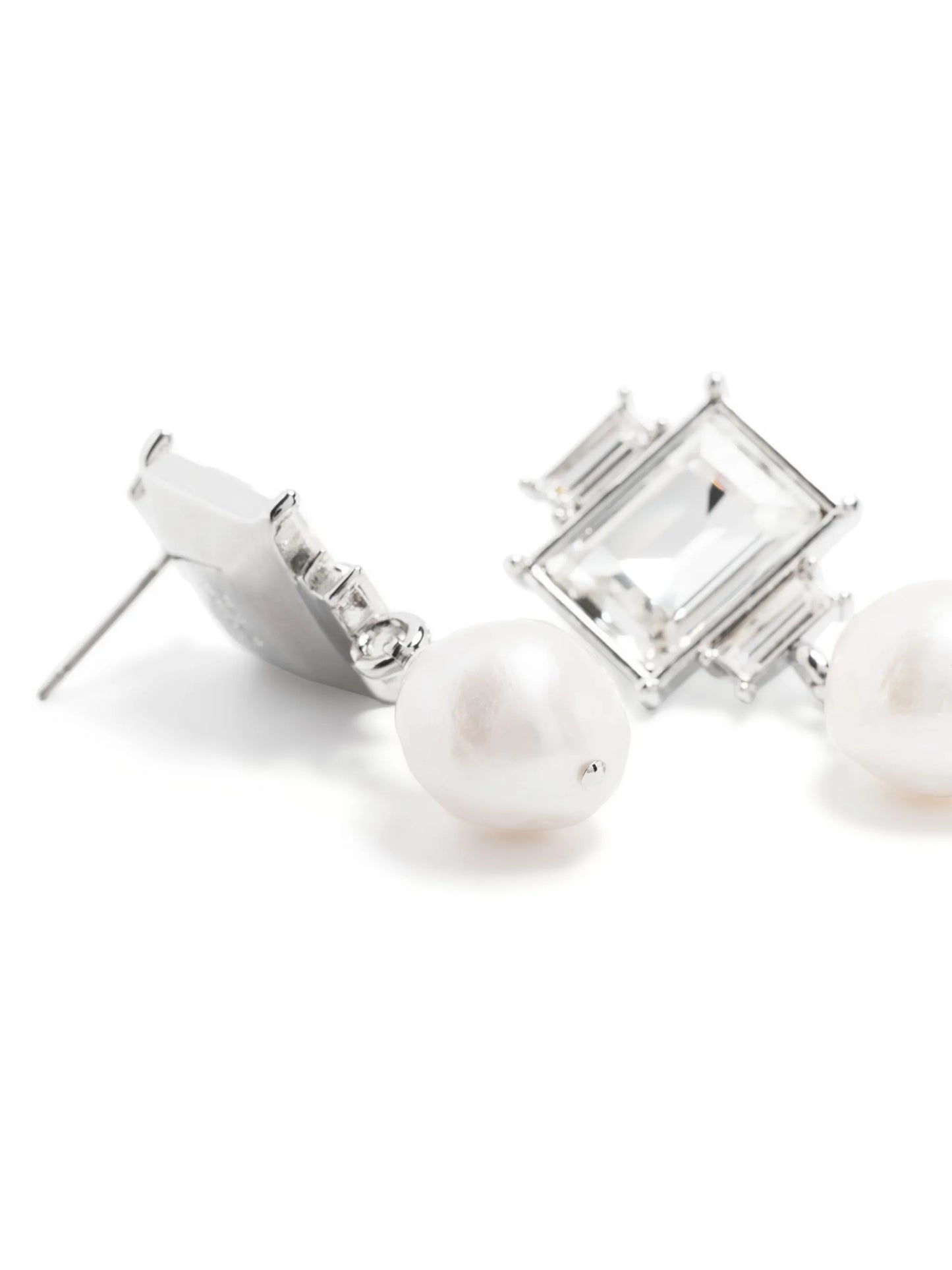 pearl-pendant crystal-embellished drop earrings