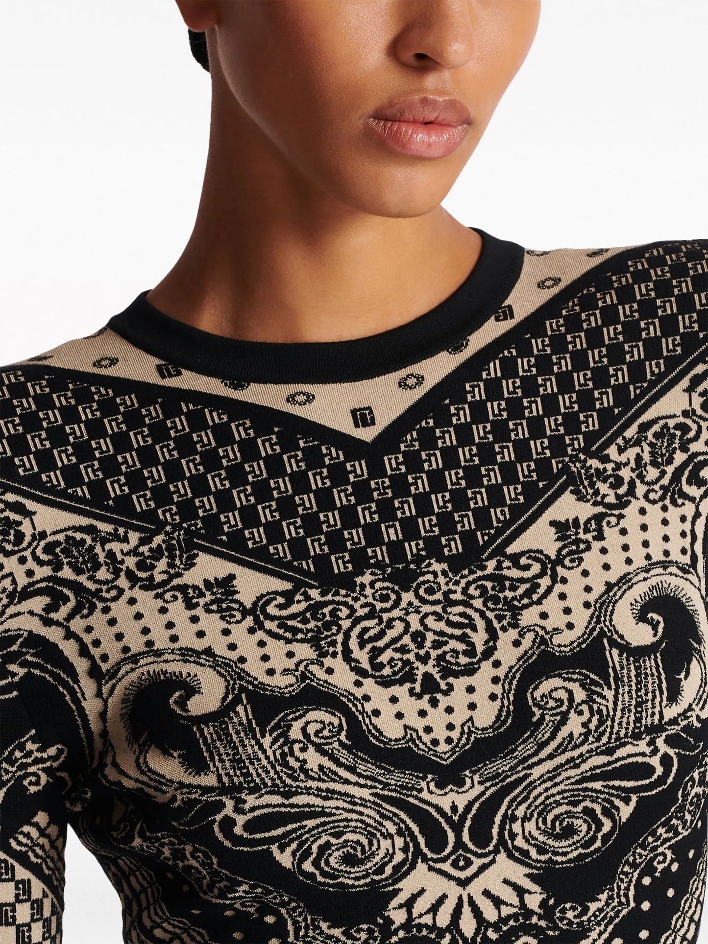 monogram-pattern knitted minidress