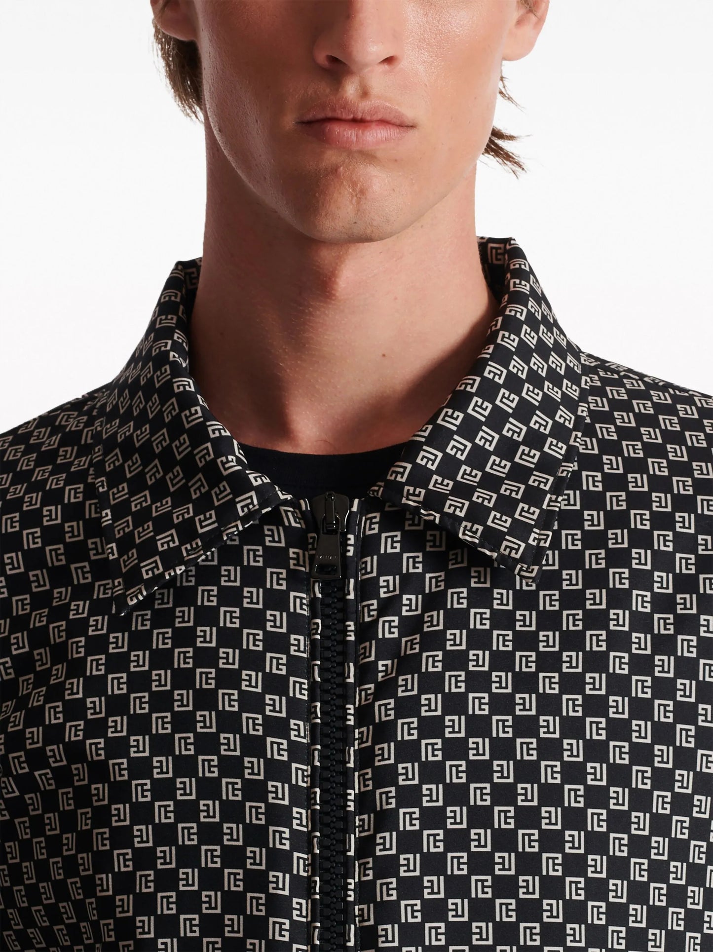 monogram-pattern bomber jacket