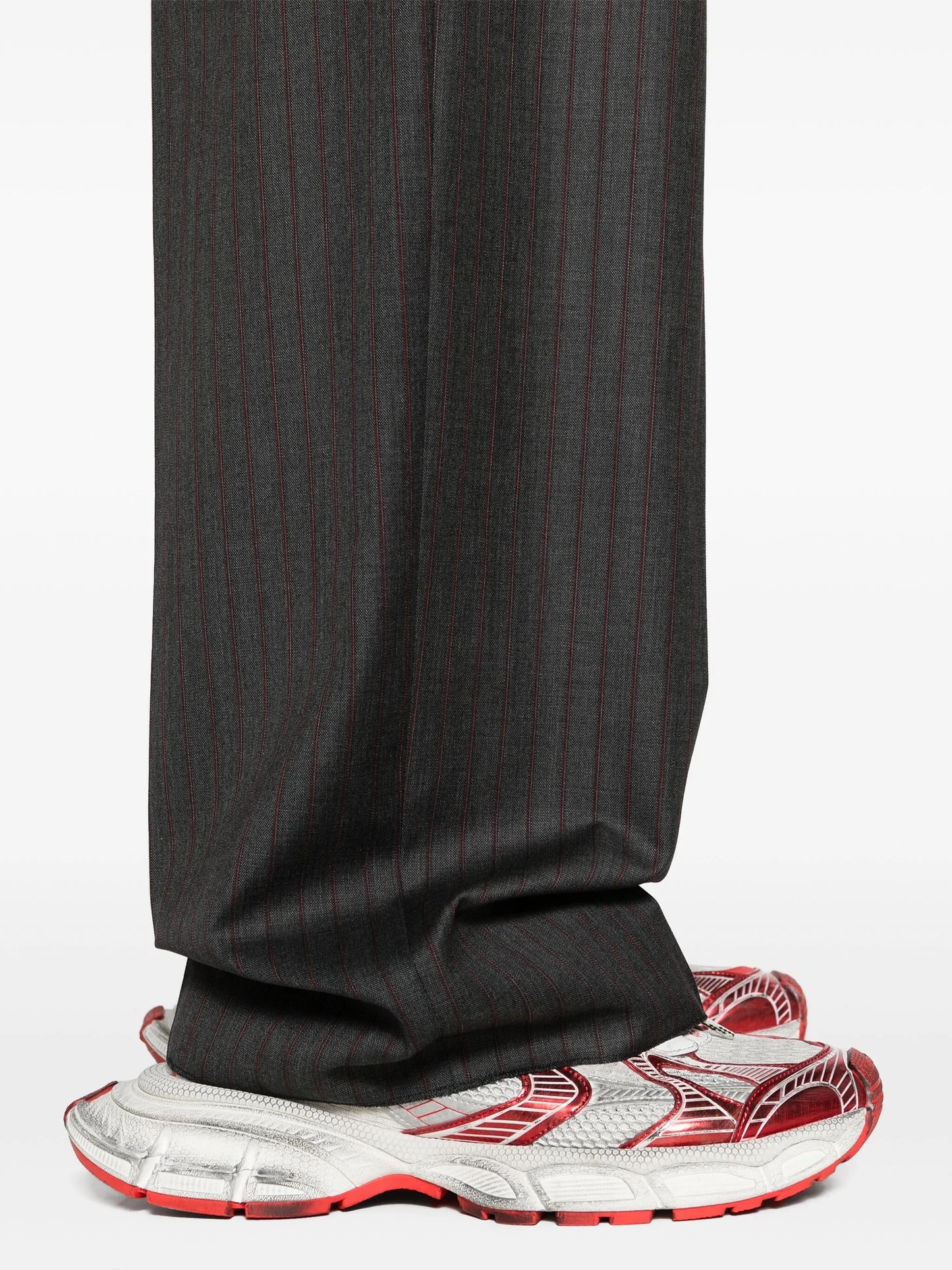 pinstriped wool tailored trousers