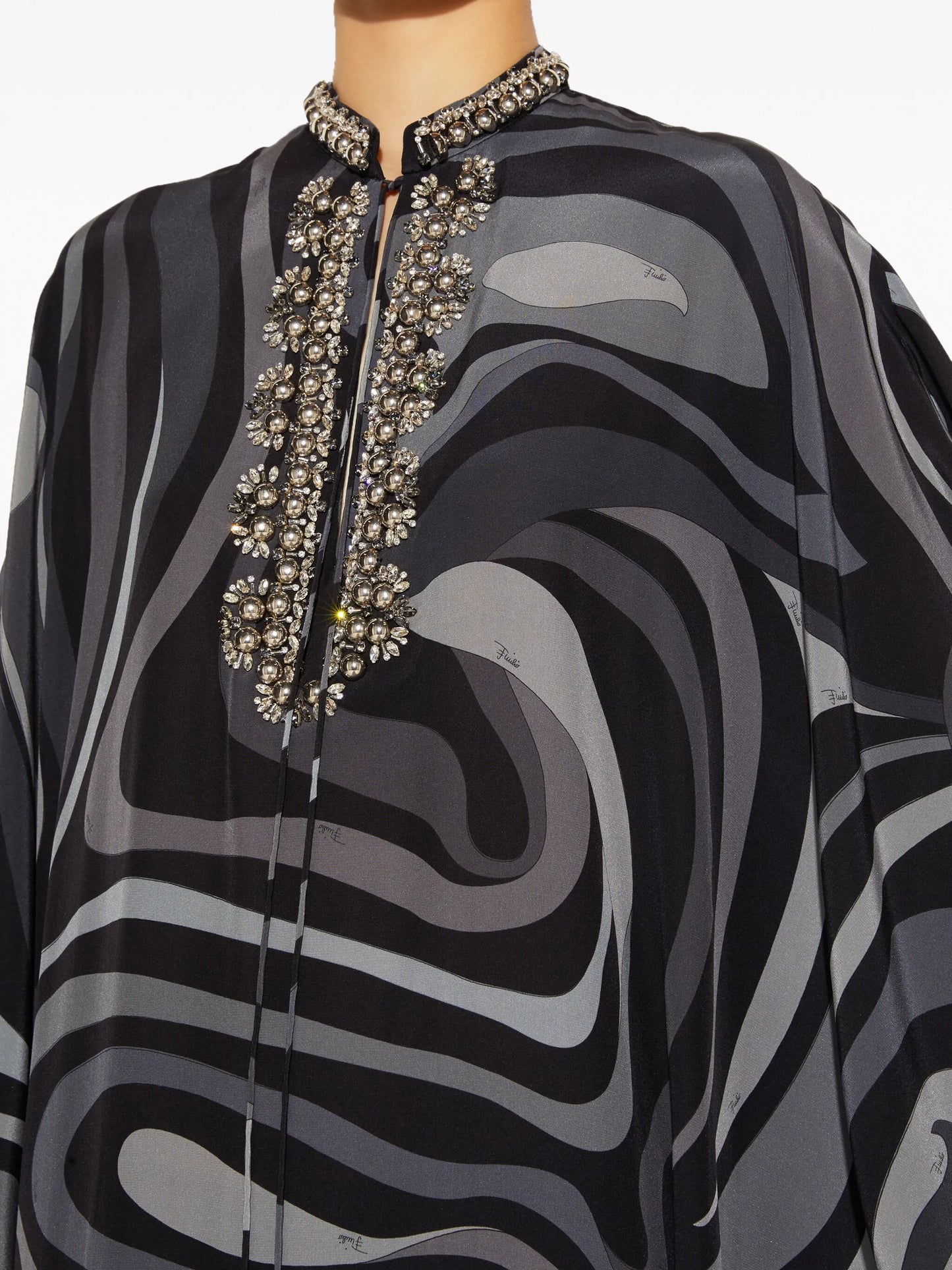Marmo-print silk kaftan