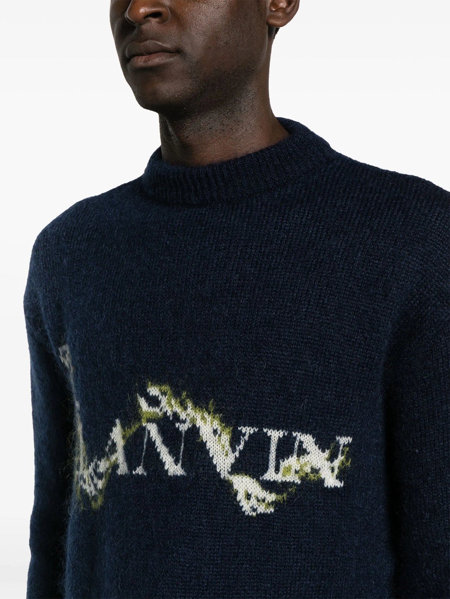 mock-neck logo-jacquard jumper