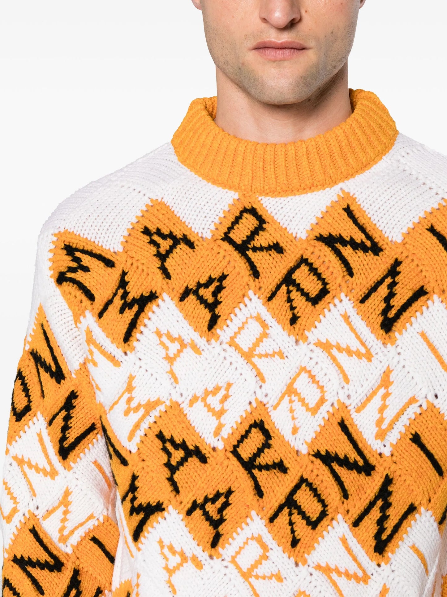 logo-intarsia virgin wool jumper