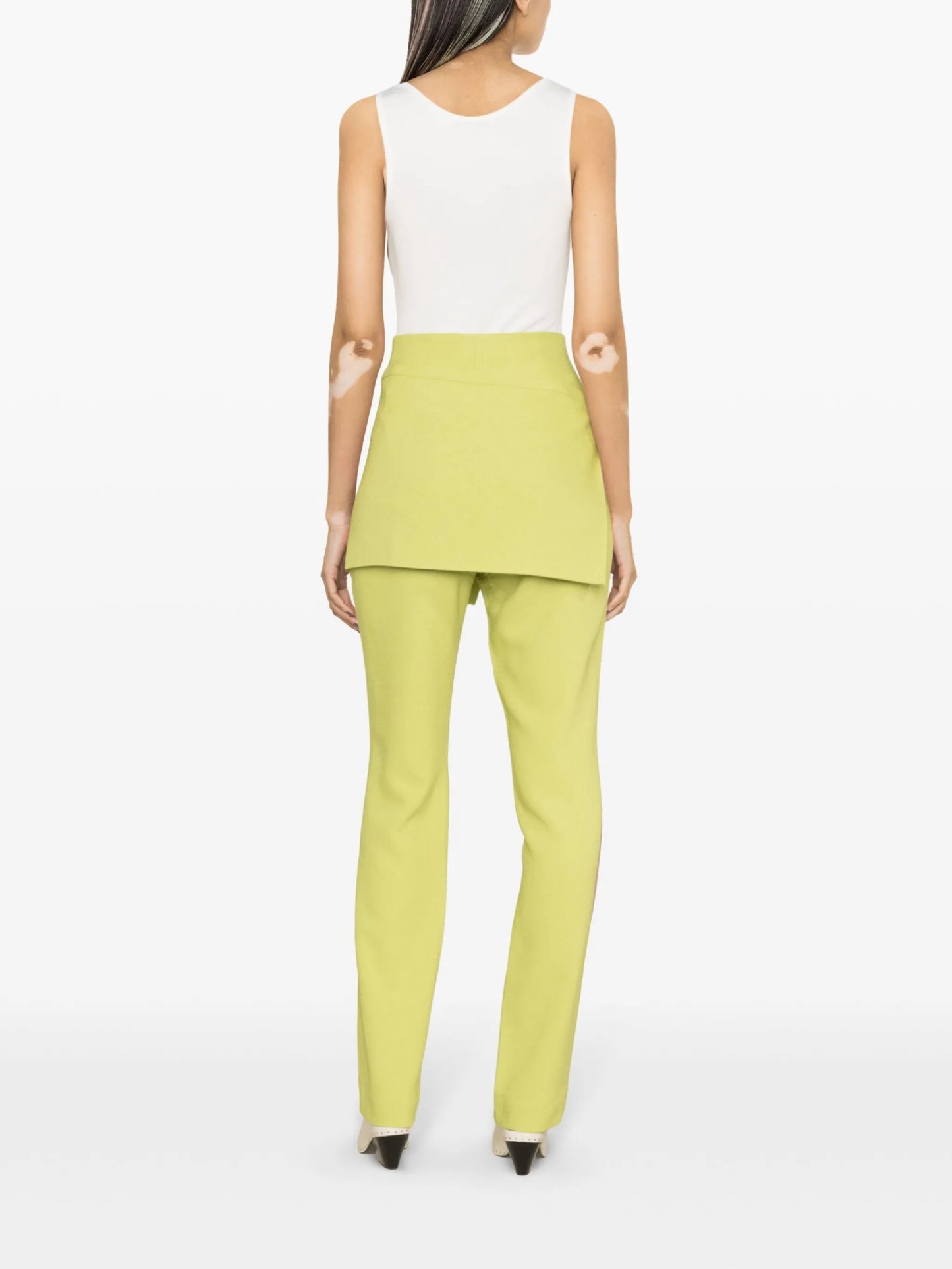 detachable-apron bootcut trousers