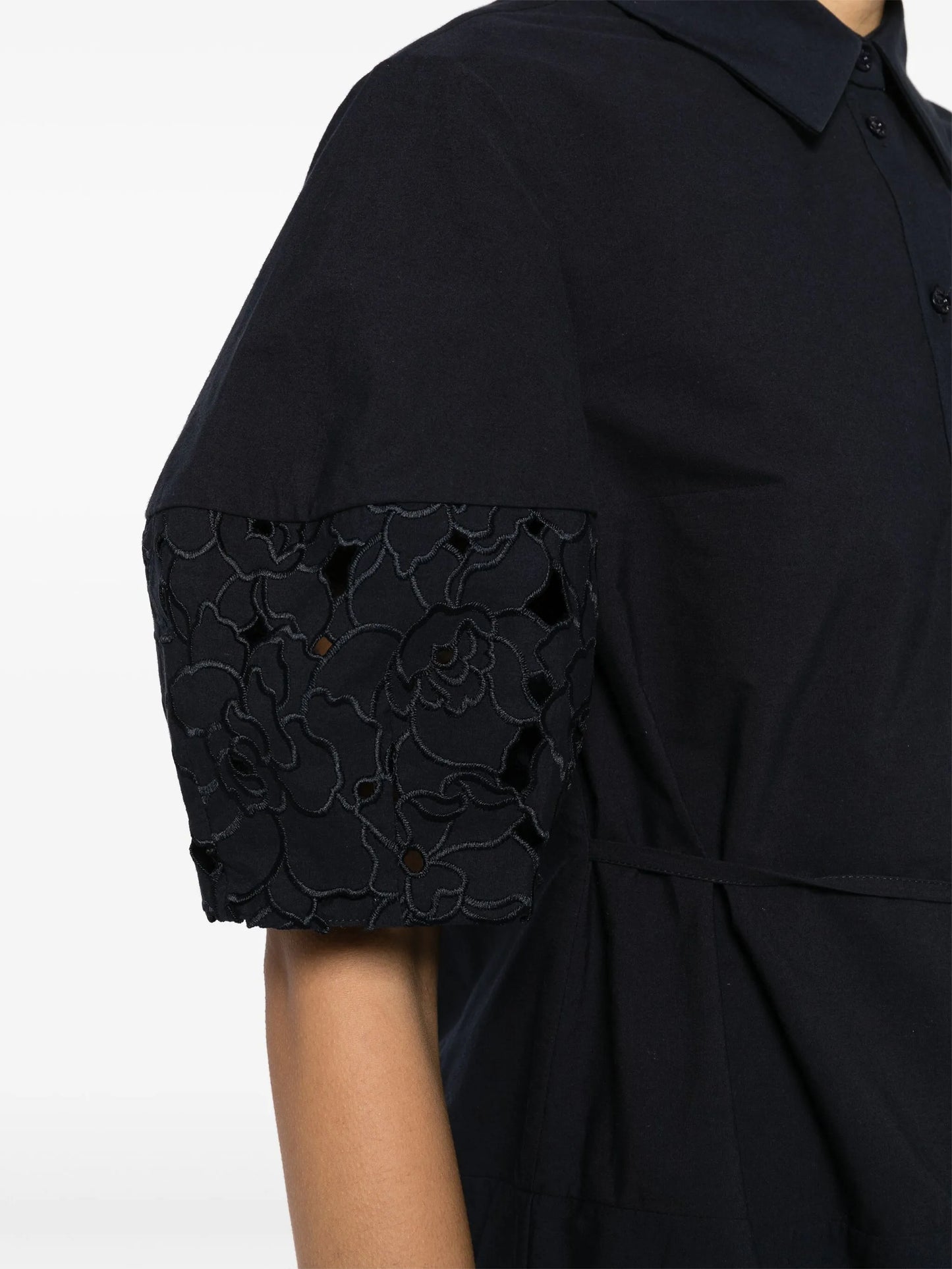 floral-embroidered shirtdress