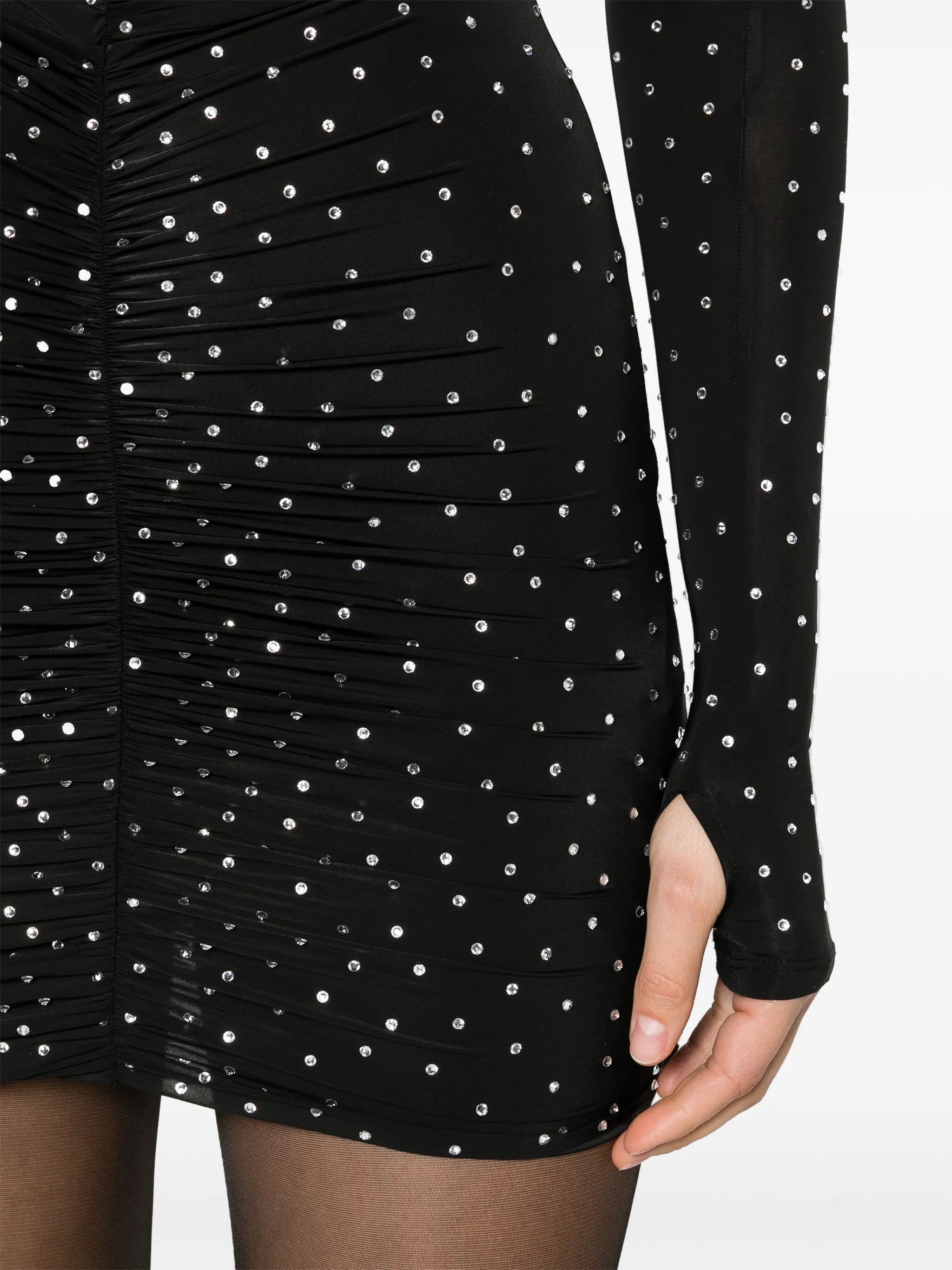 crystal-embellished ruched minidress