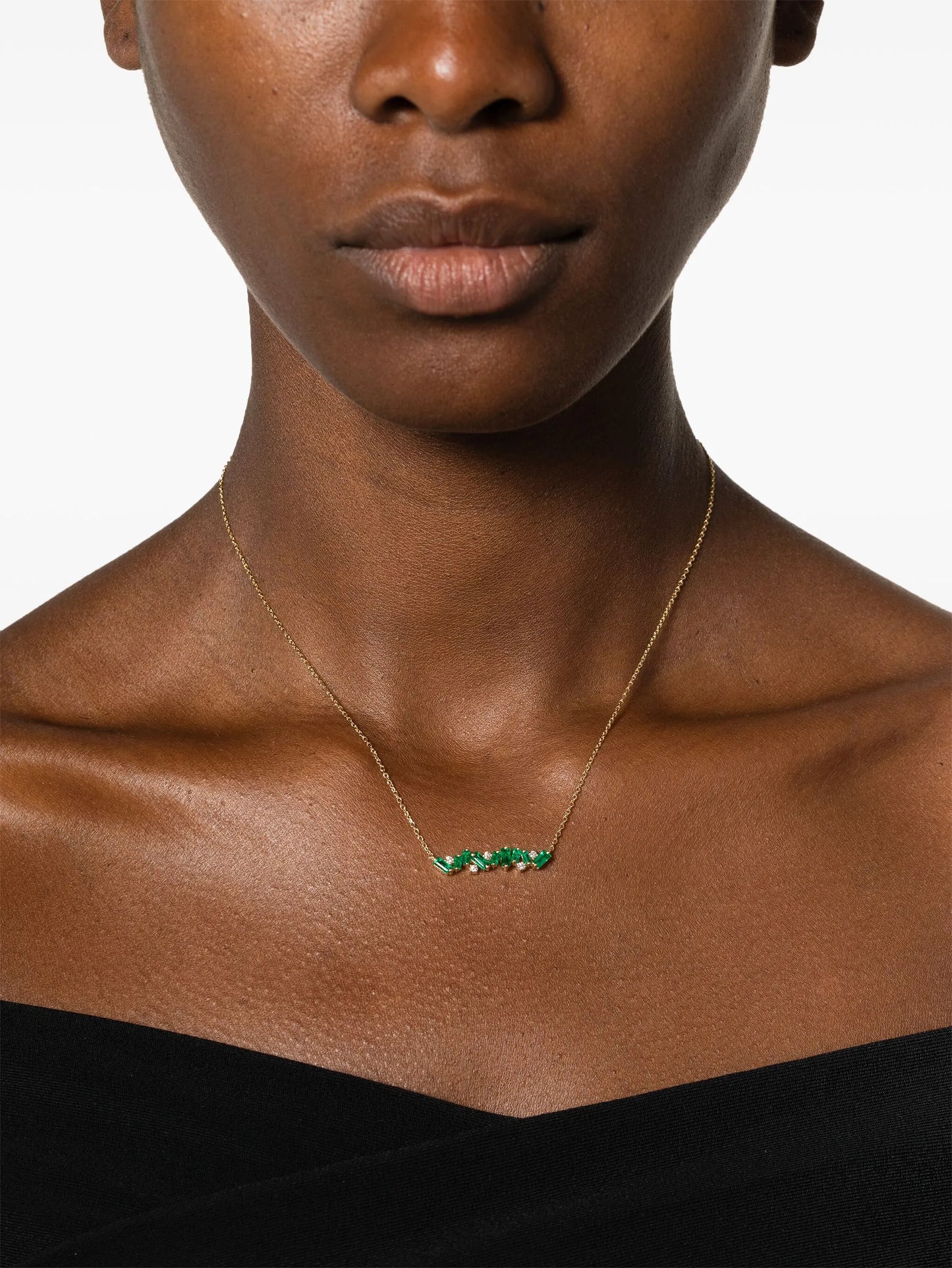 18kt yellow gold Frenzy emerald and diamond necklace