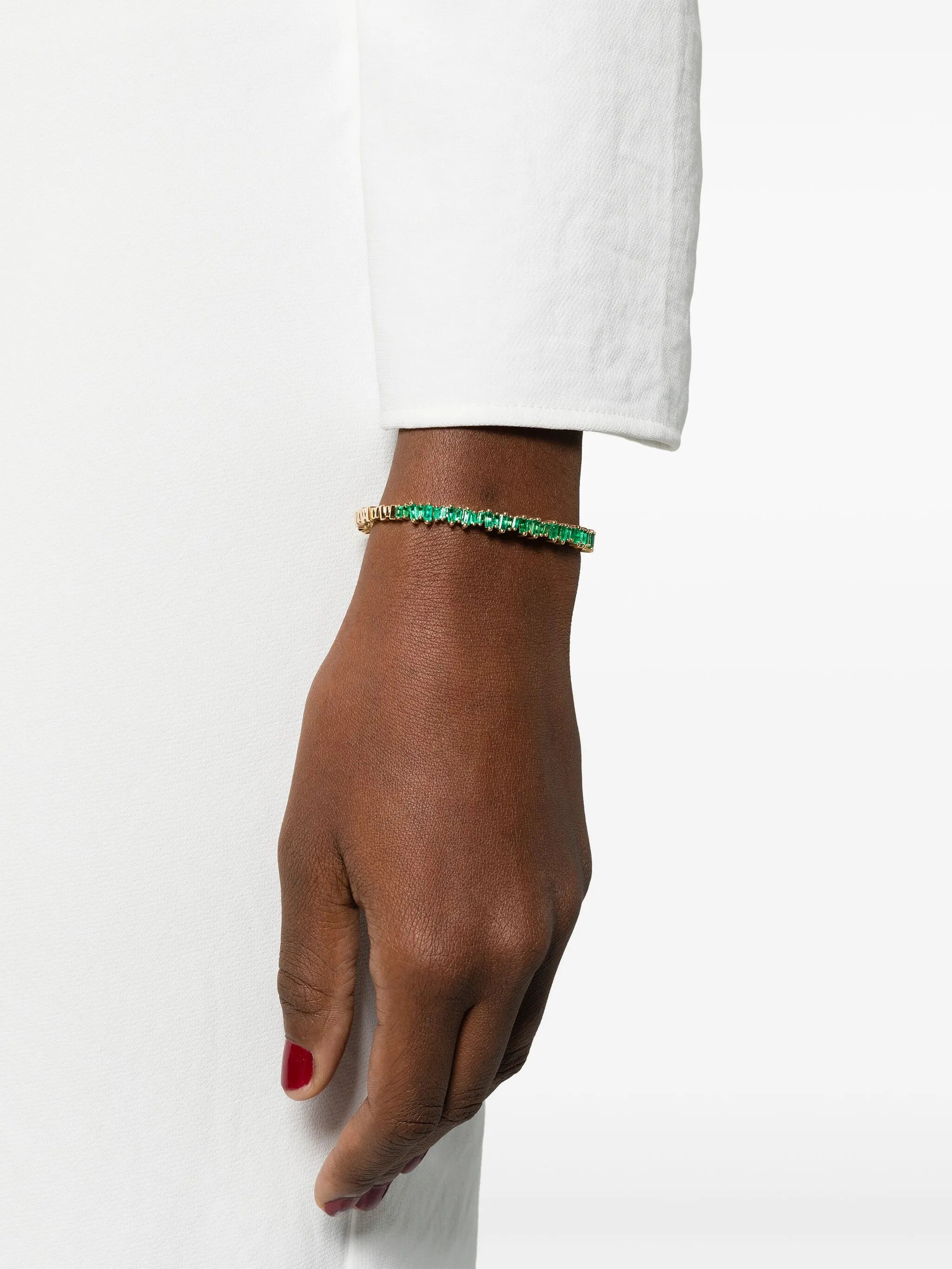18kt yellow gold Bold emerald open-cuff bracelet