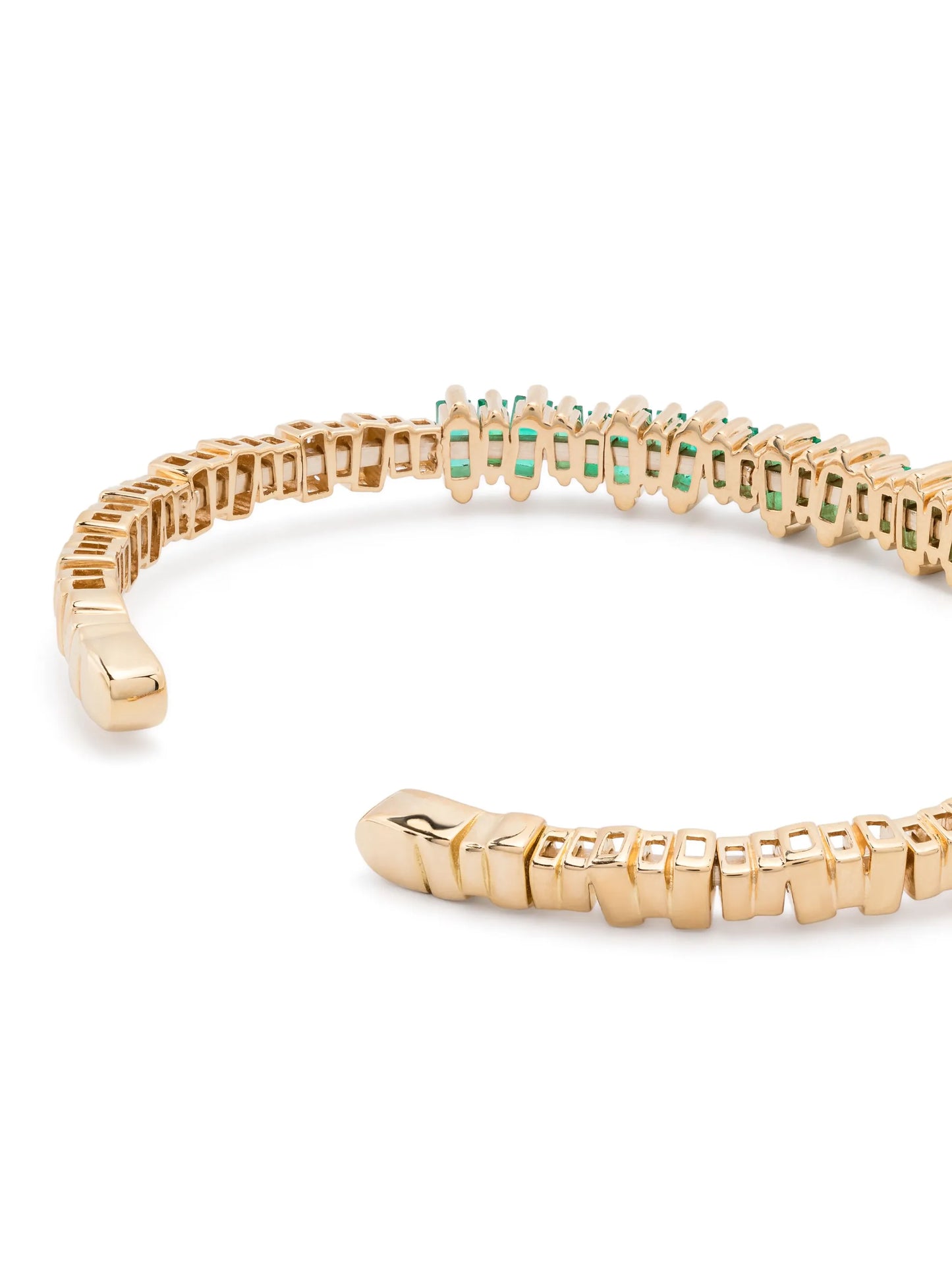 18kt yellow gold Bold emerald open-cuff bracelet