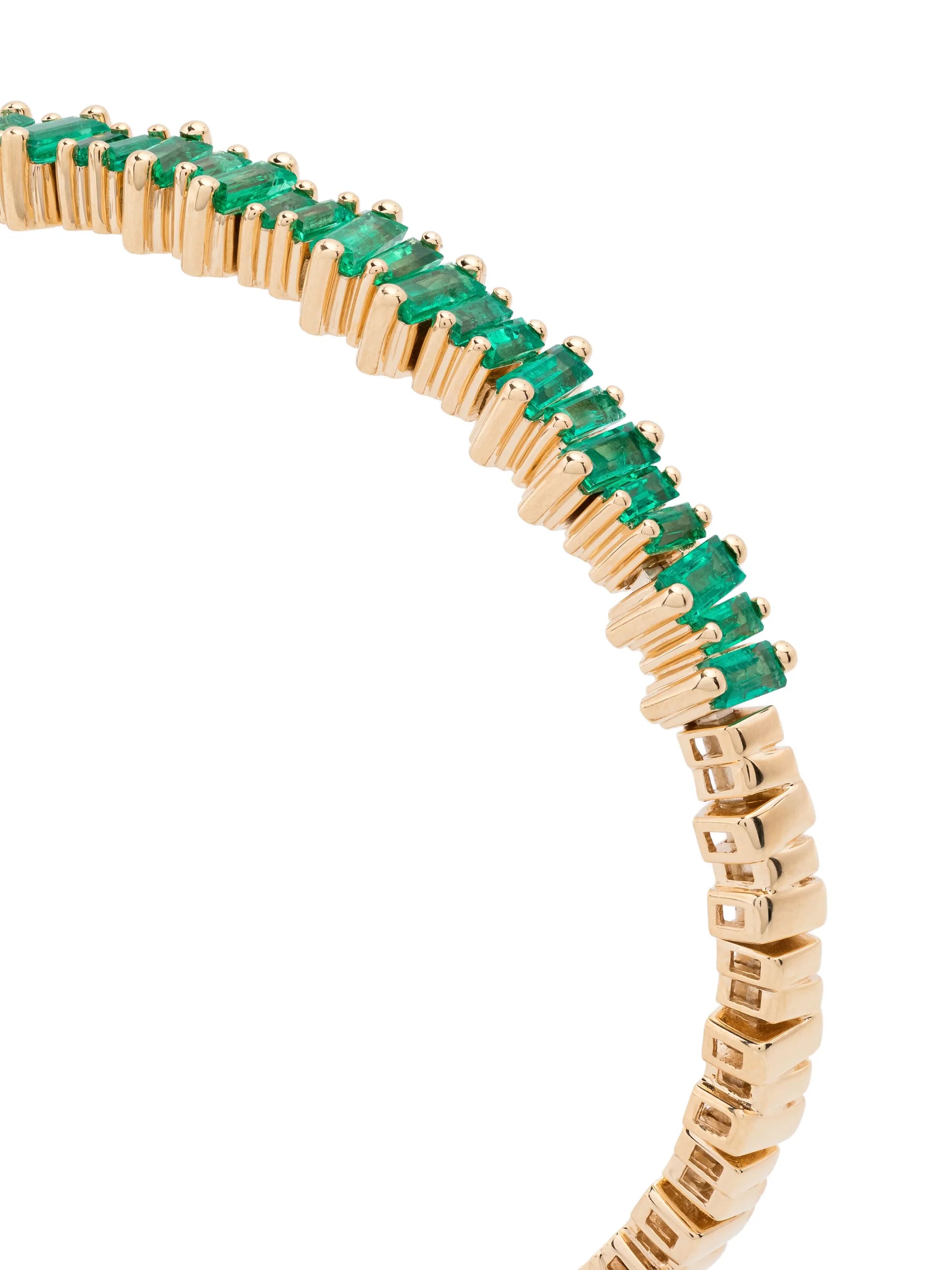 18kt yellow gold Bold emerald open-cuff bracelet