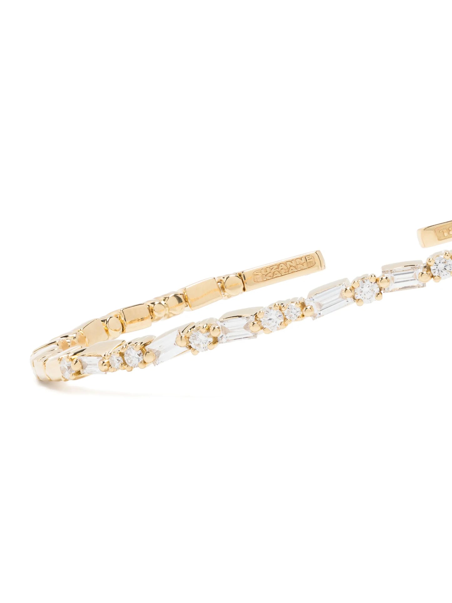 18kt yellow gold Thin Mix diamond open-cuff bracelet