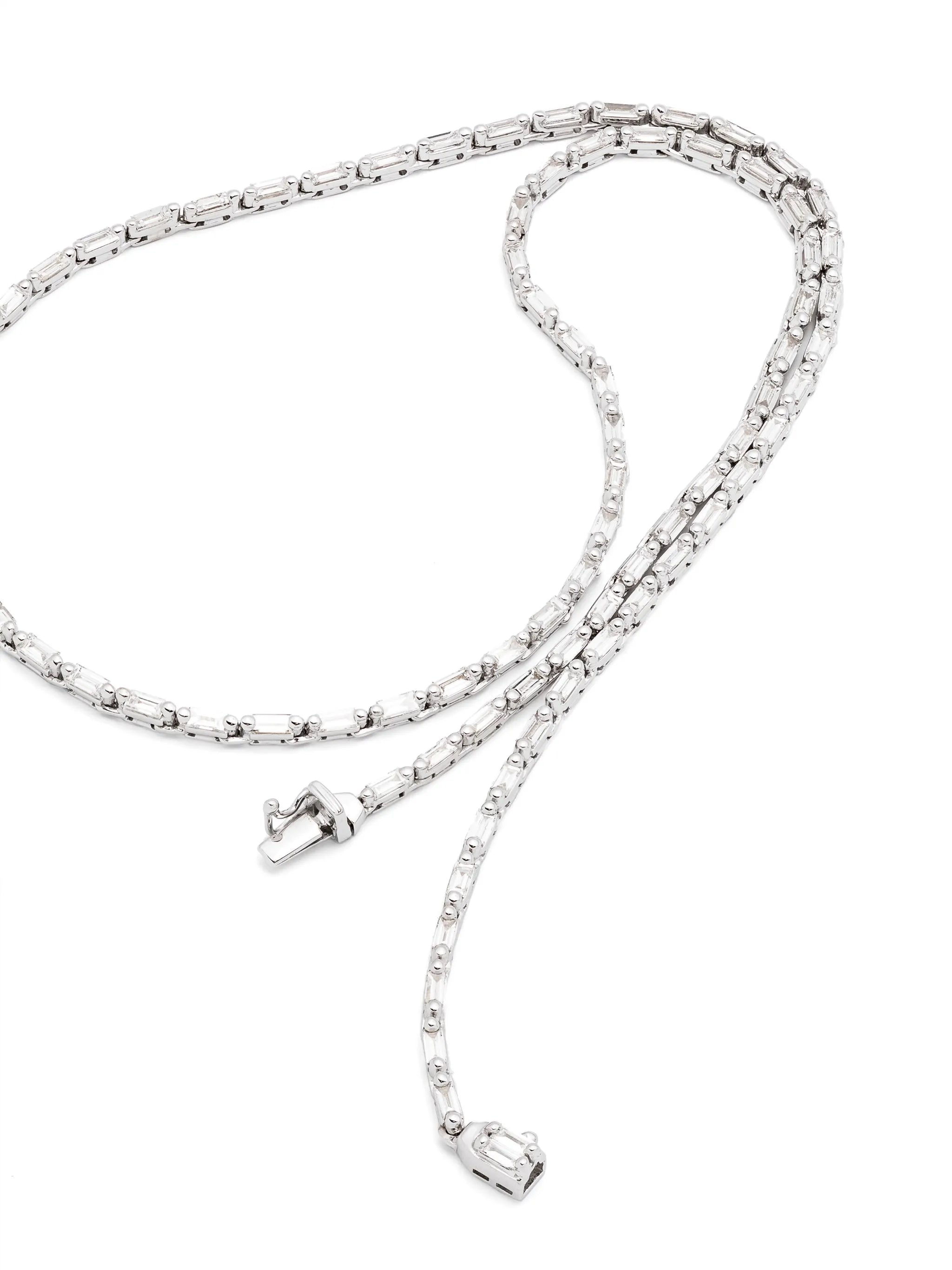 18kt white gold Linear diamond tennis necklace