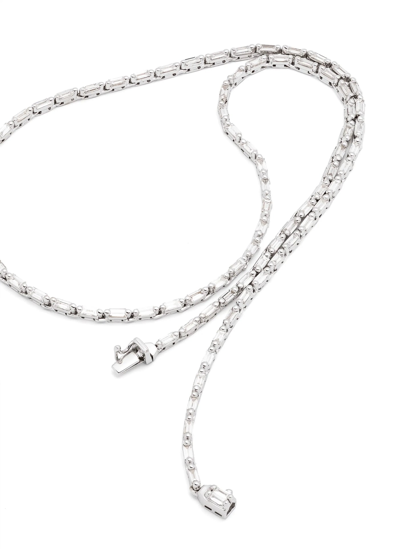 18kt white gold Linear diamond tennis necklace