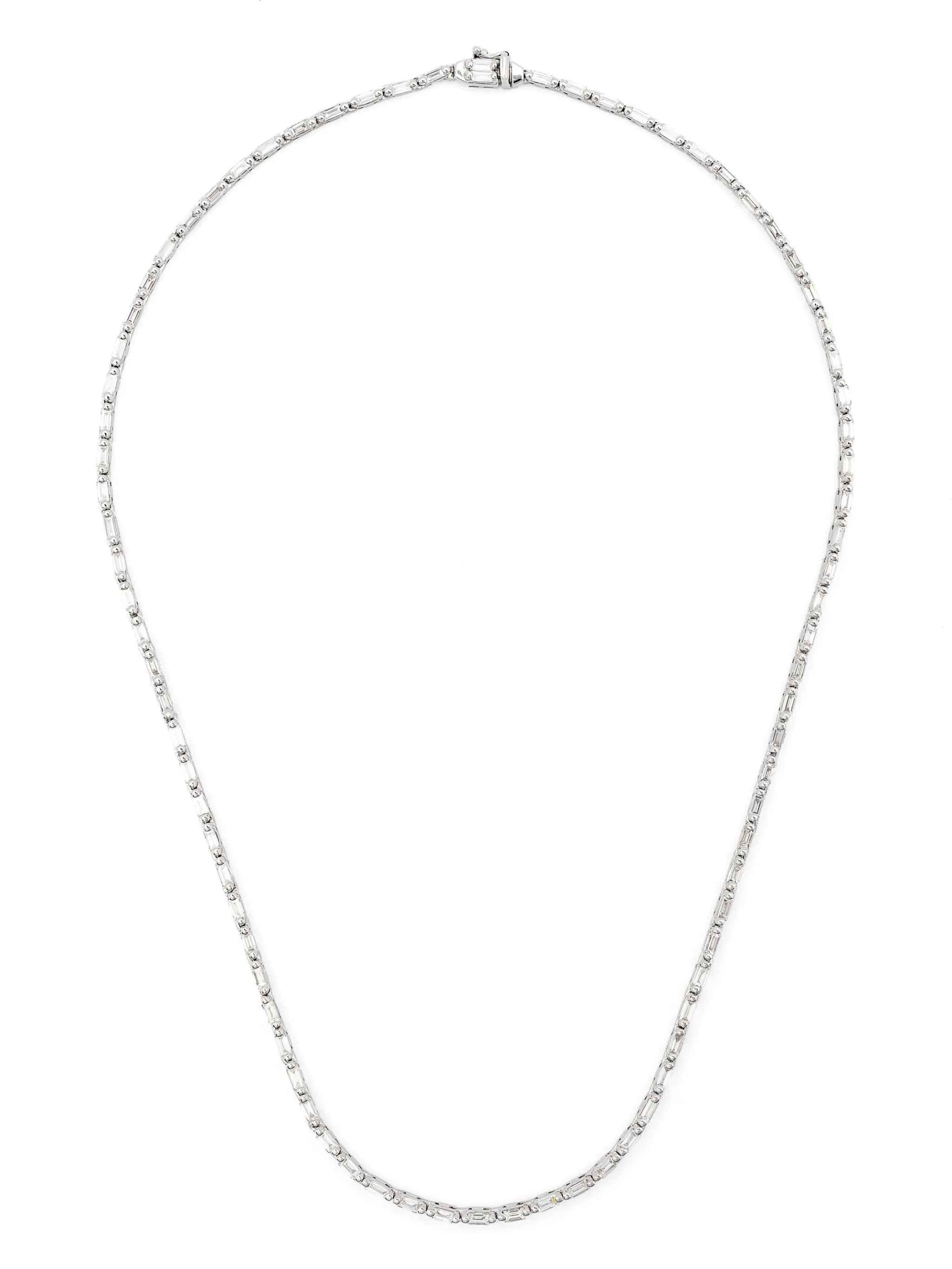 18kt white gold Linear diamond tennis necklace
