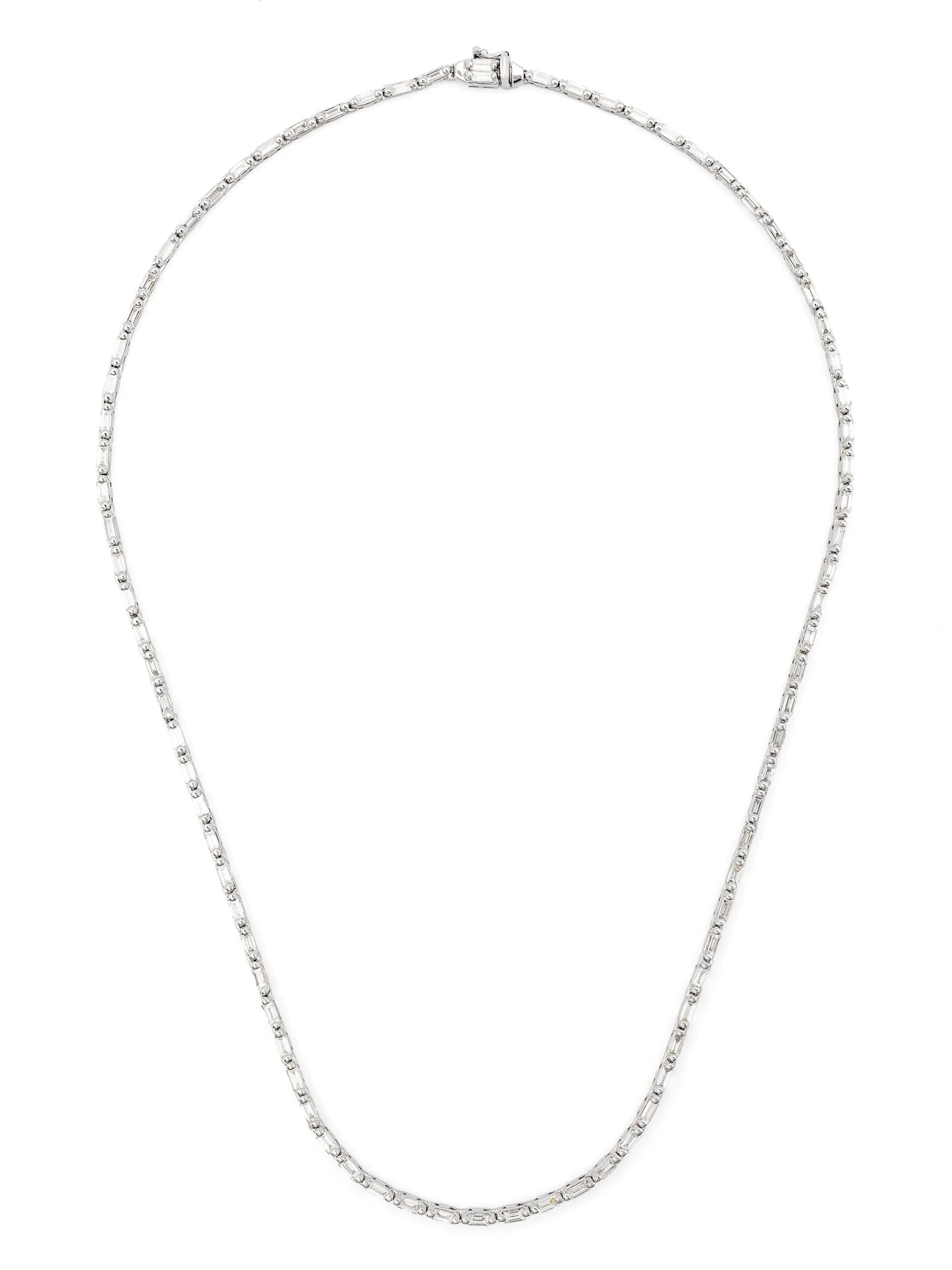 18kt white gold Linear diamond tennis necklace