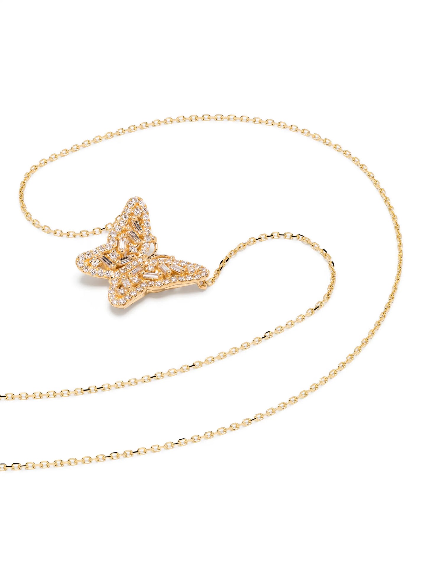 18kt yellow gold small Bold Butterfly diamond necklace