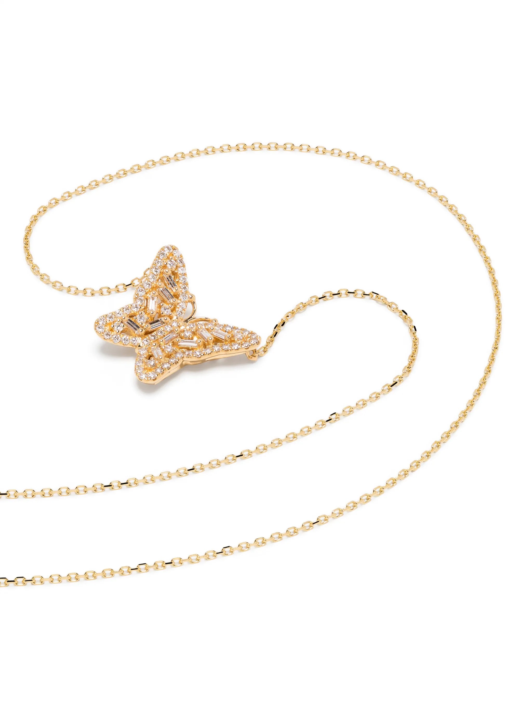 18kt yellow gold small Bold Butterfly diamond necklace