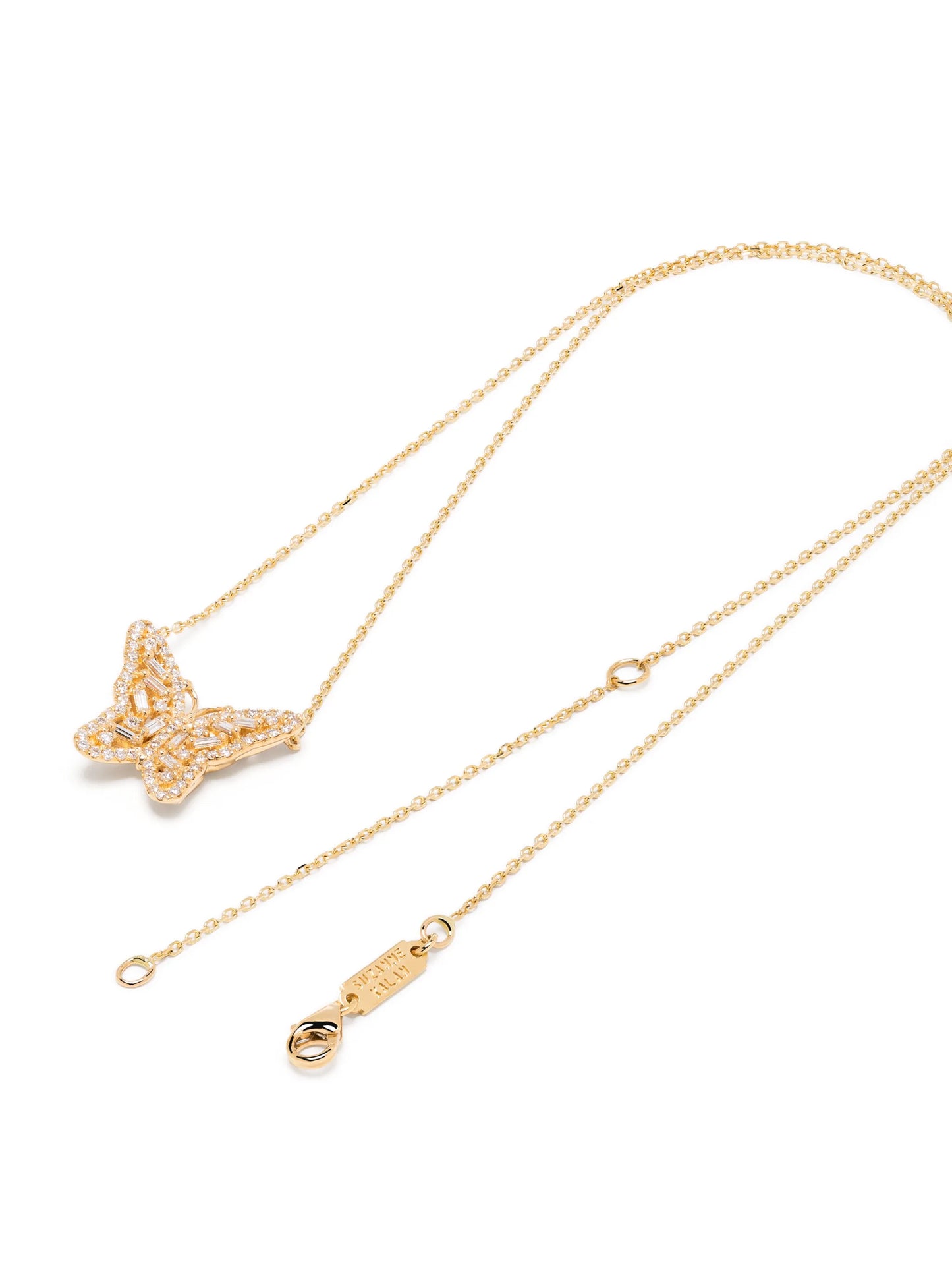 18kt yellow gold small Bold Butterfly diamond necklace