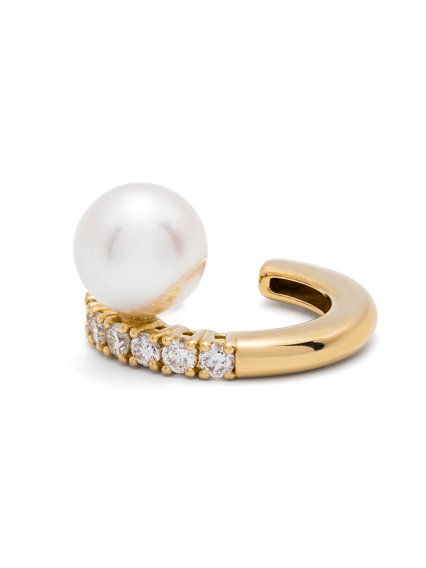 18kt yellow gold Akoya pearl and diamond earcuff