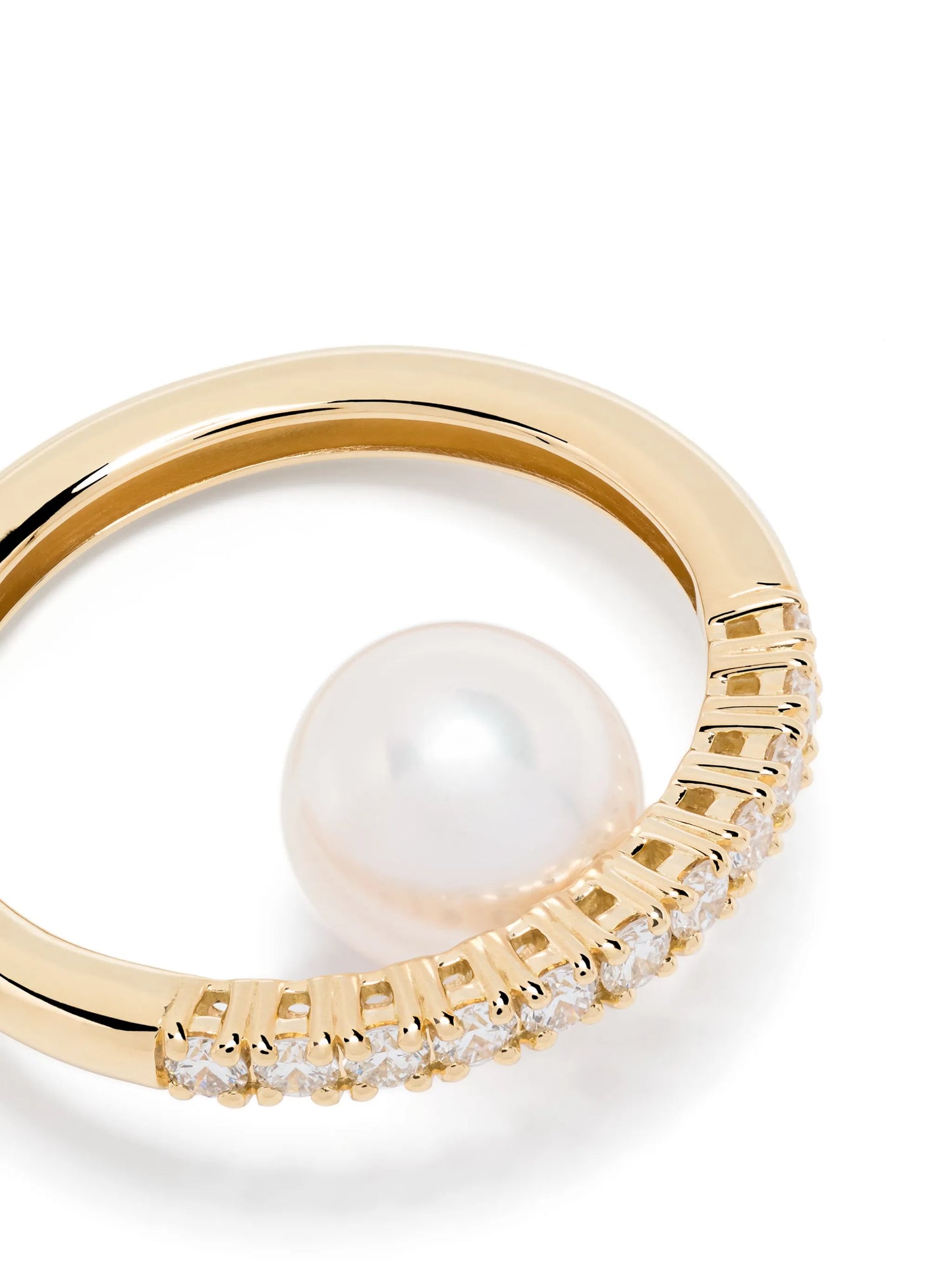 18kt yellow gold Akoya pearl and diamond earcuff
