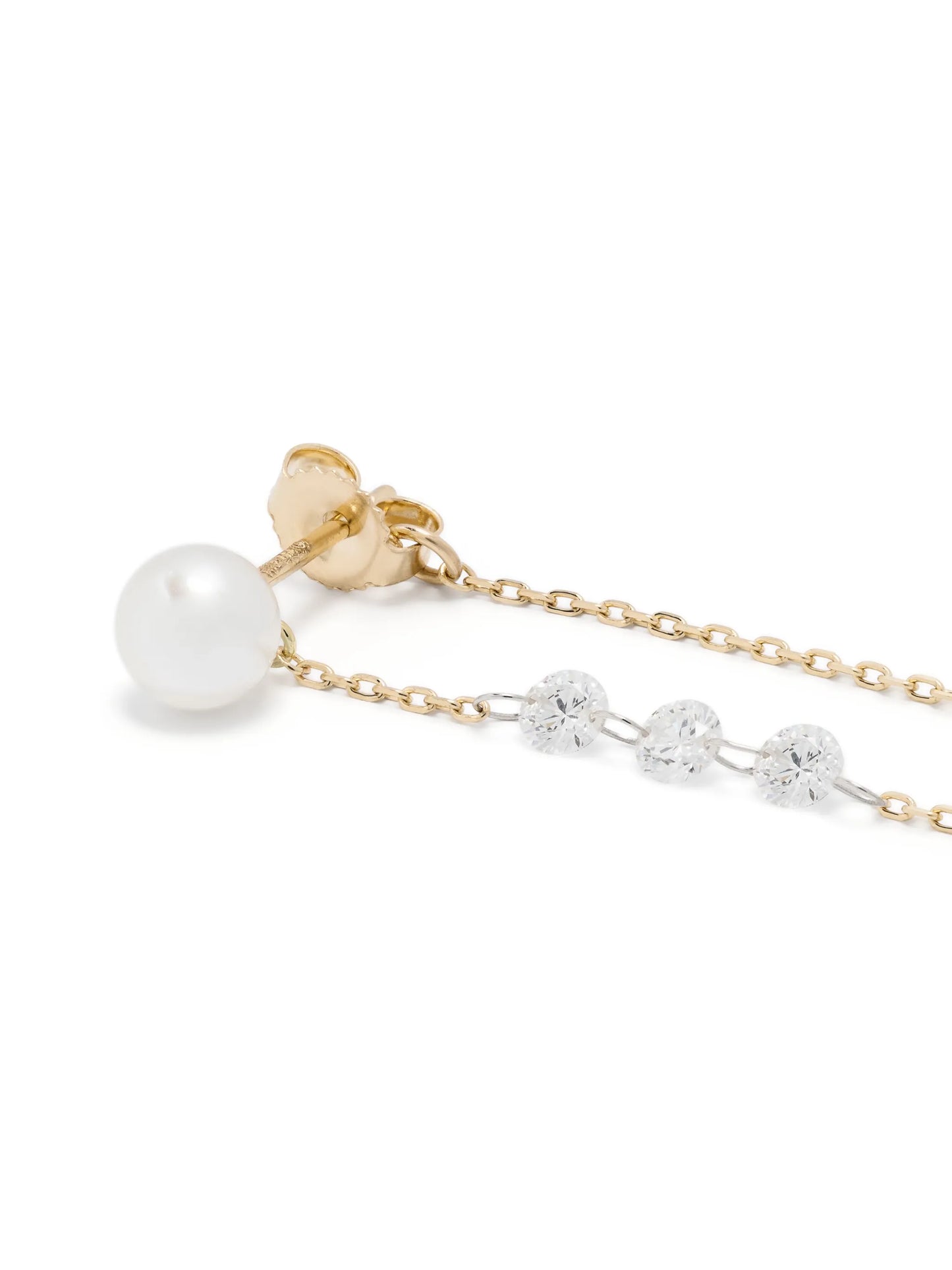 14kt yellow gold Sea Of Beauty pearl and diamond chain earrings