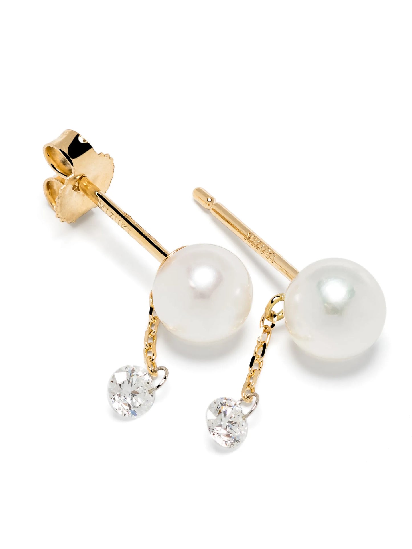 14kt gold Sea Of Beauty pearl and diamond stud earrings