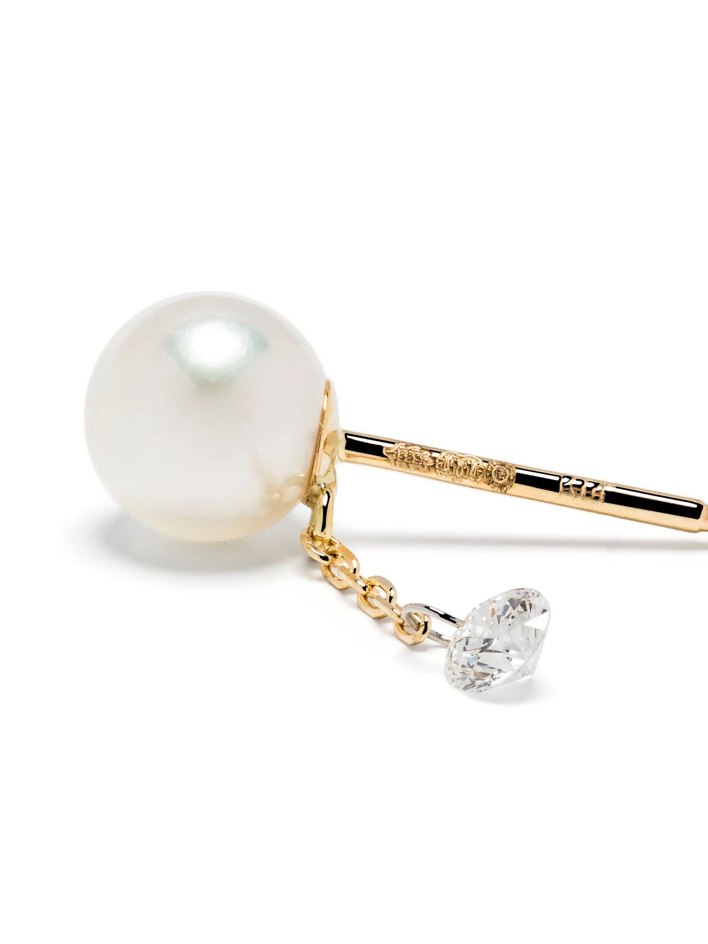 14kt gold Sea Of Beauty pearl and diamond stud earrings