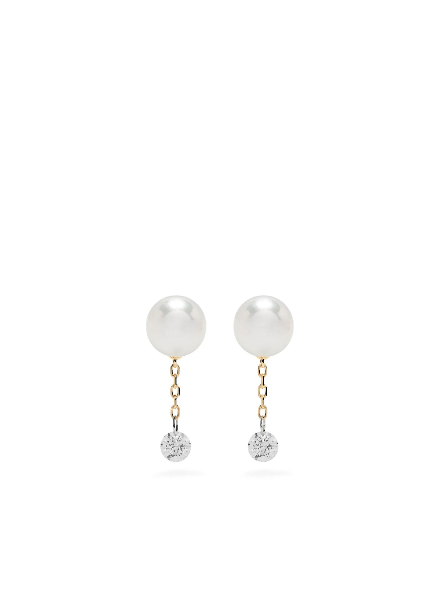 14kt gold Sea Of Beauty pearl and diamond stud earrings