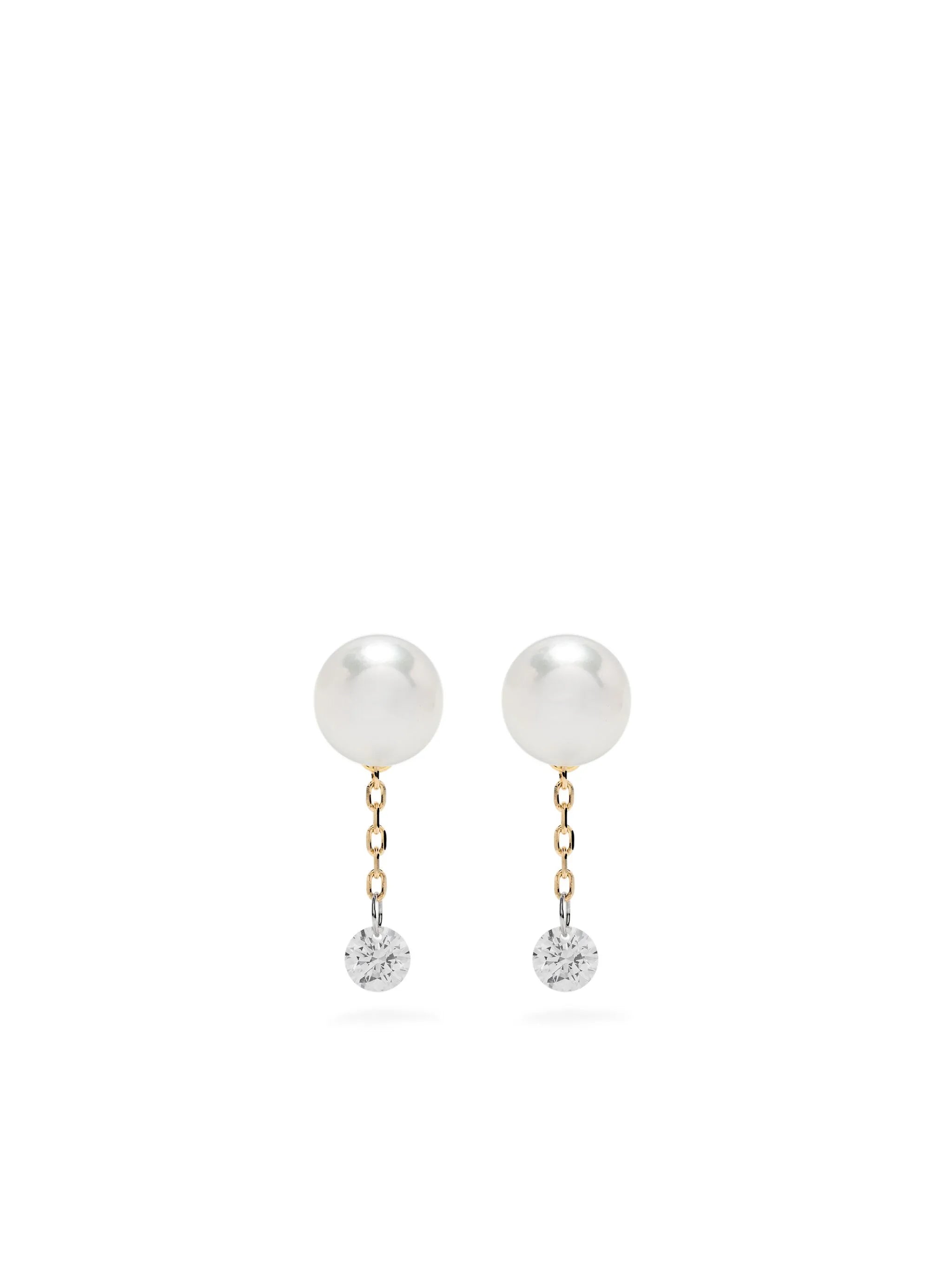 14kt gold Sea Of Beauty pearl and diamond stud earrings