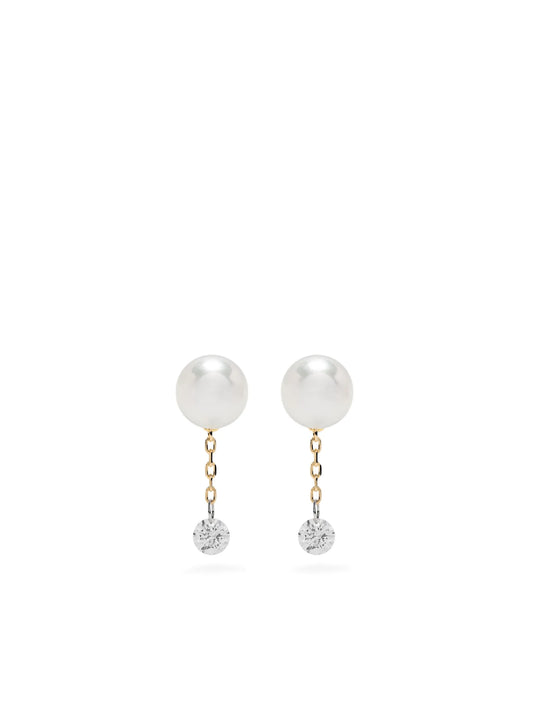 14kt gold Sea Of Beauty pearl and diamond stud earrings