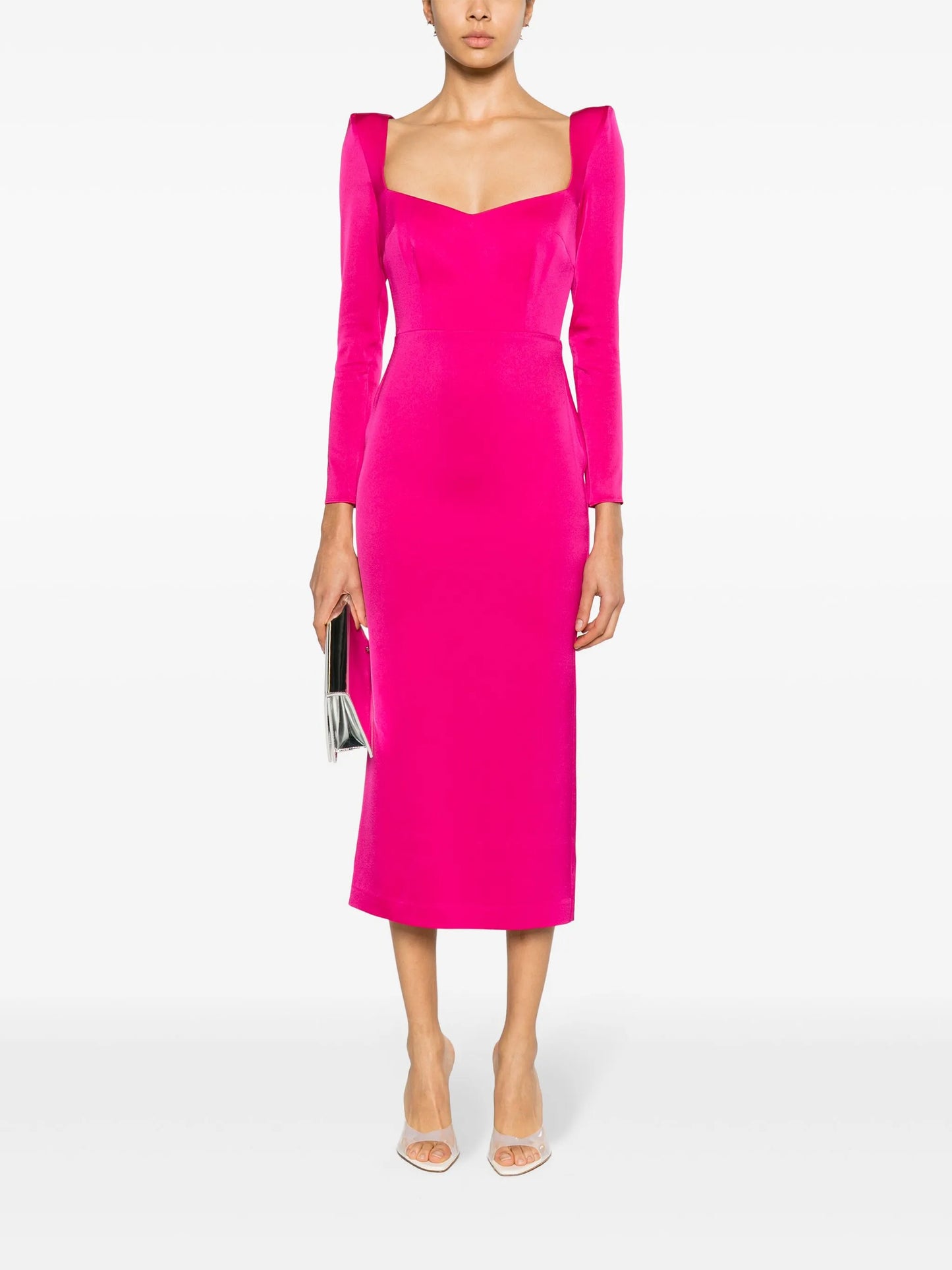 long-sleeve crepe maxi dress