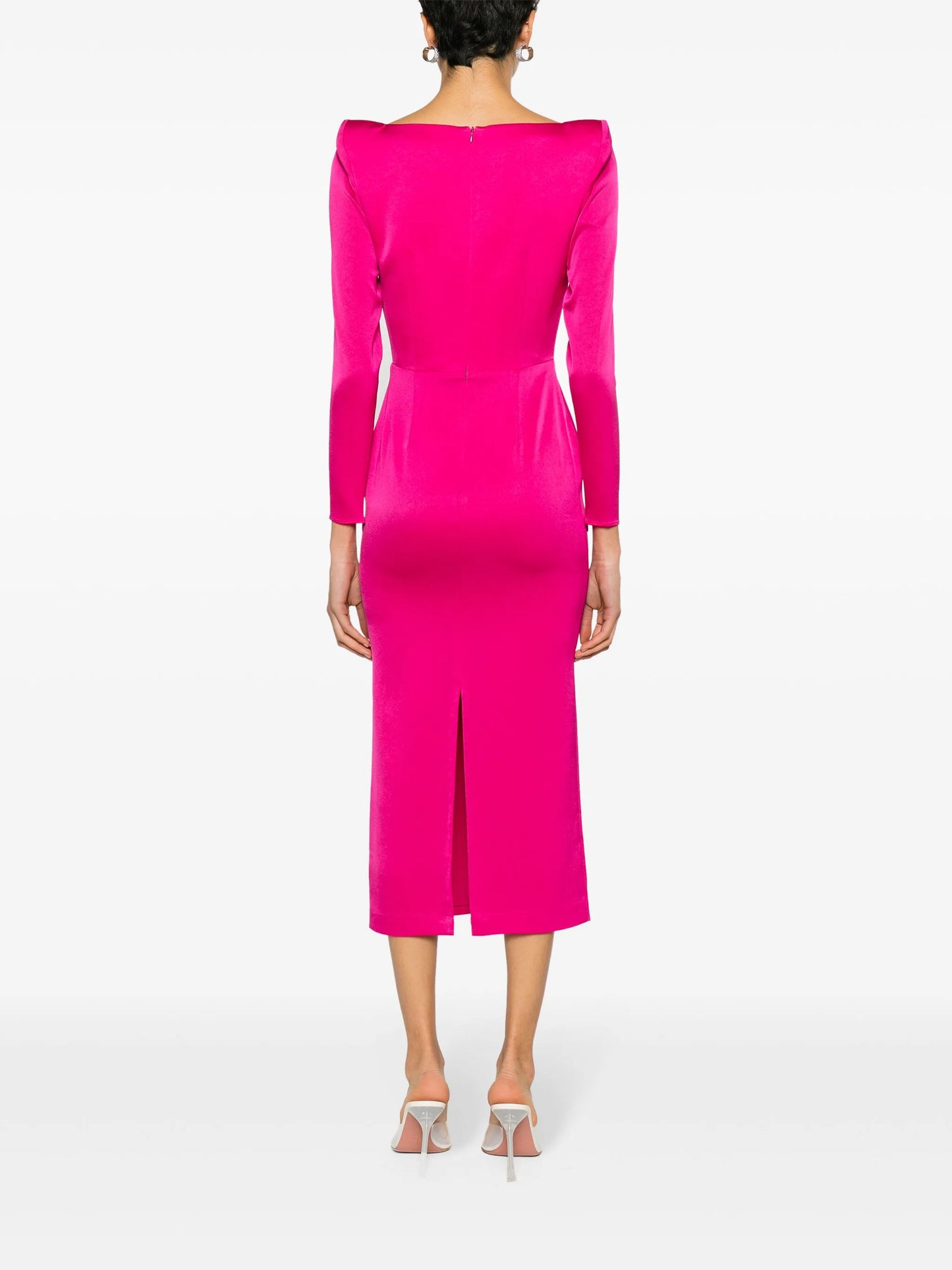 long-sleeve crepe maxi dress