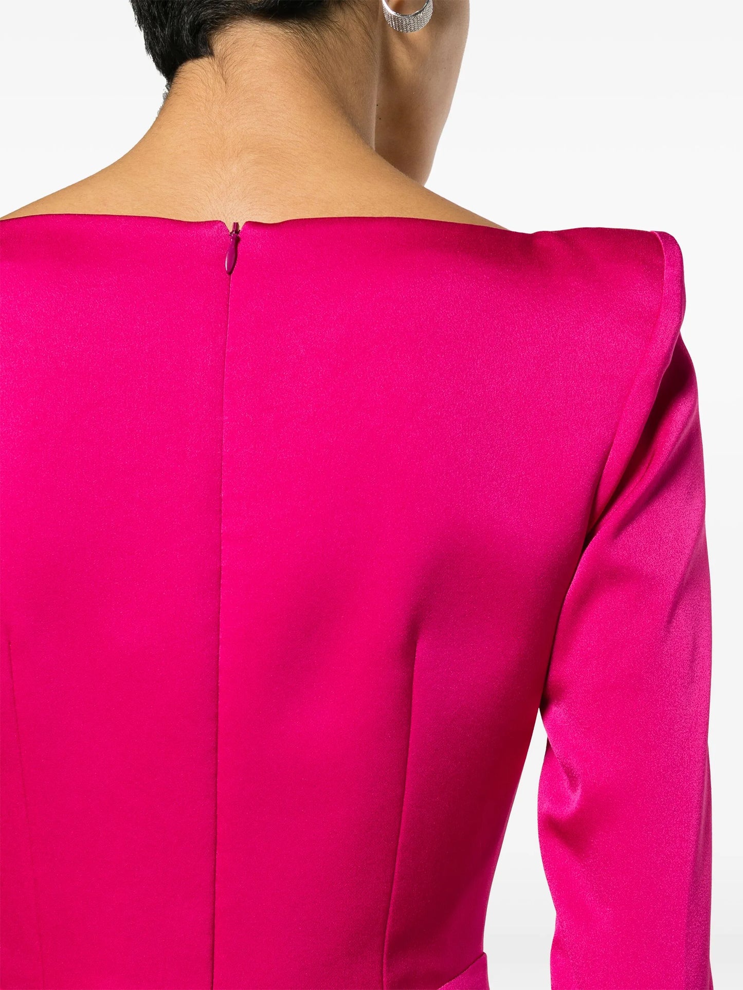 long-sleeve crepe maxi dress
