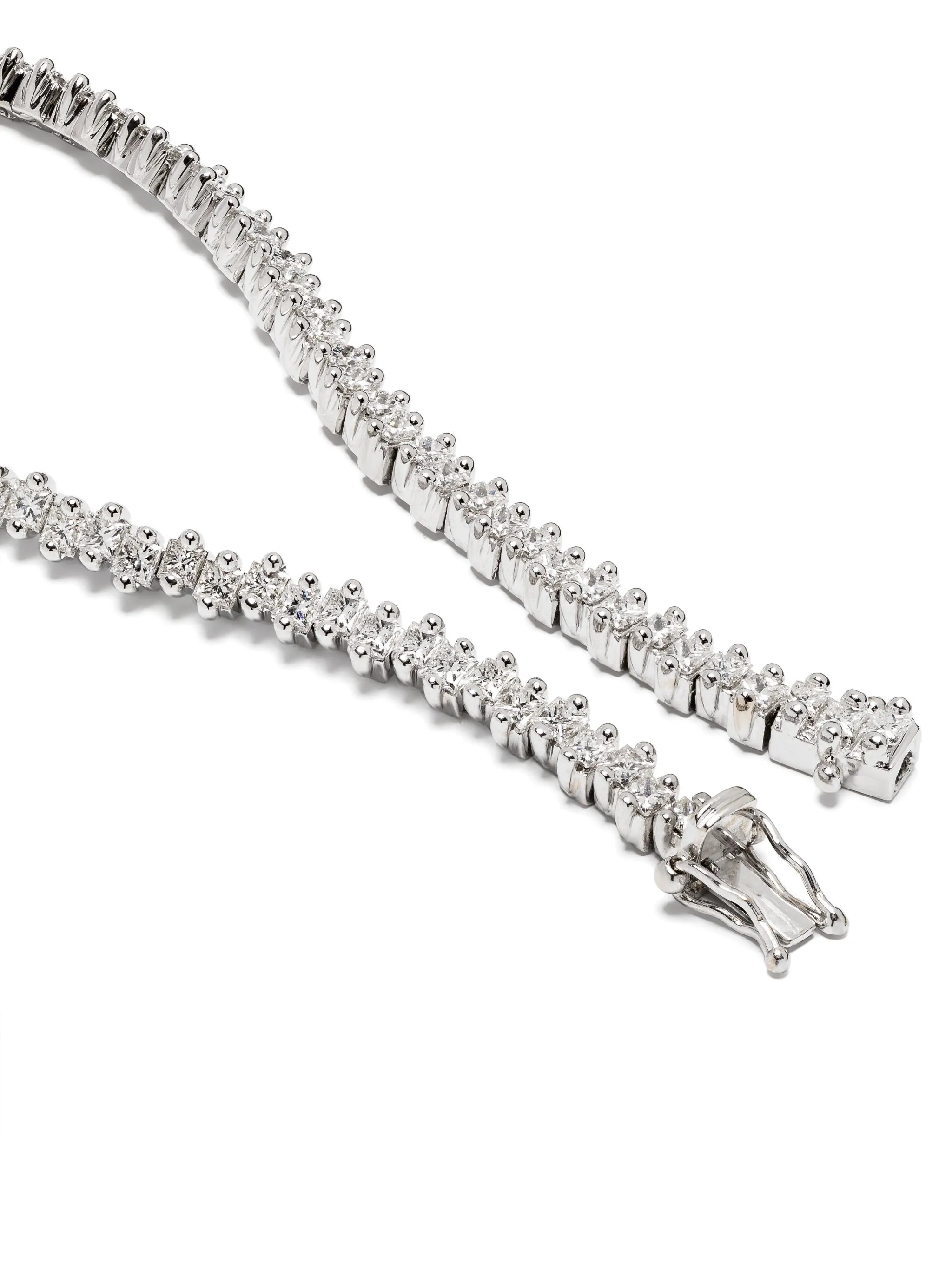 18kt white gold Princess Midi diamond tennis bracelet