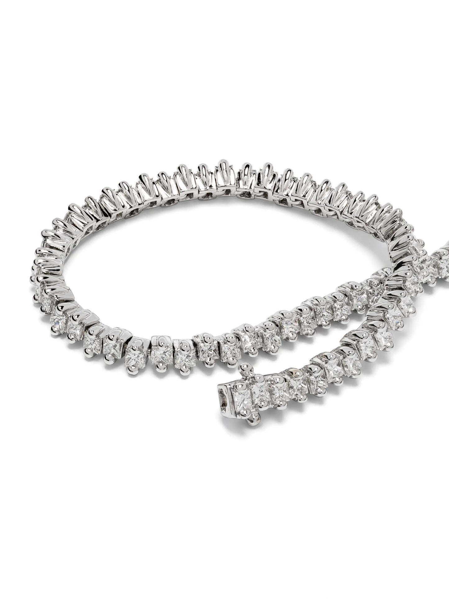 18kt white gold Princess Midi diamond tennis bracelet