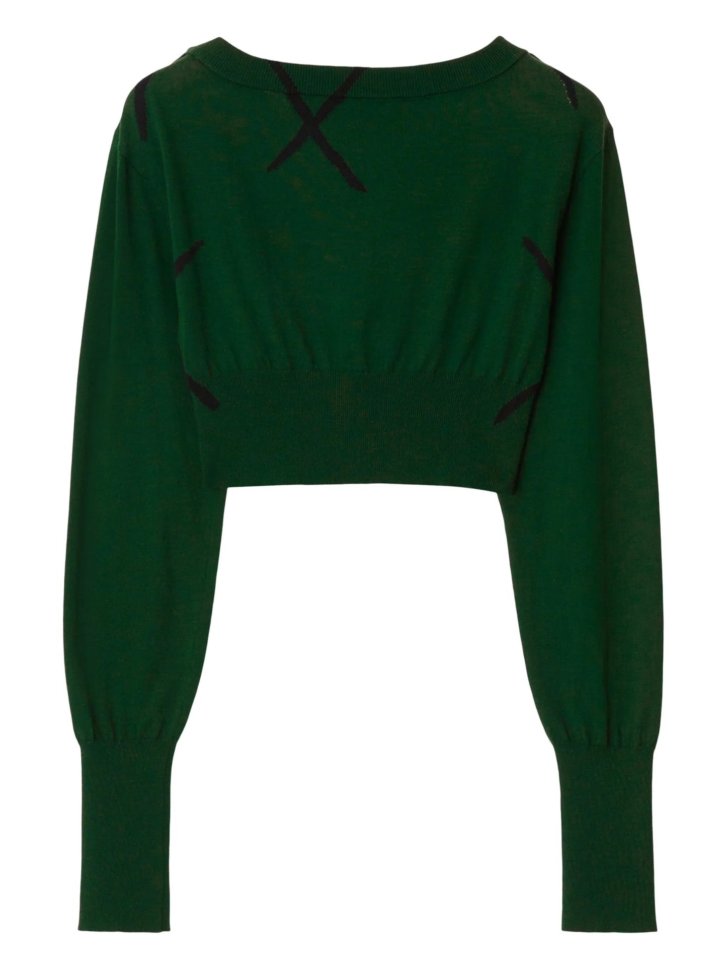 argyle fine-knit cropped jumper