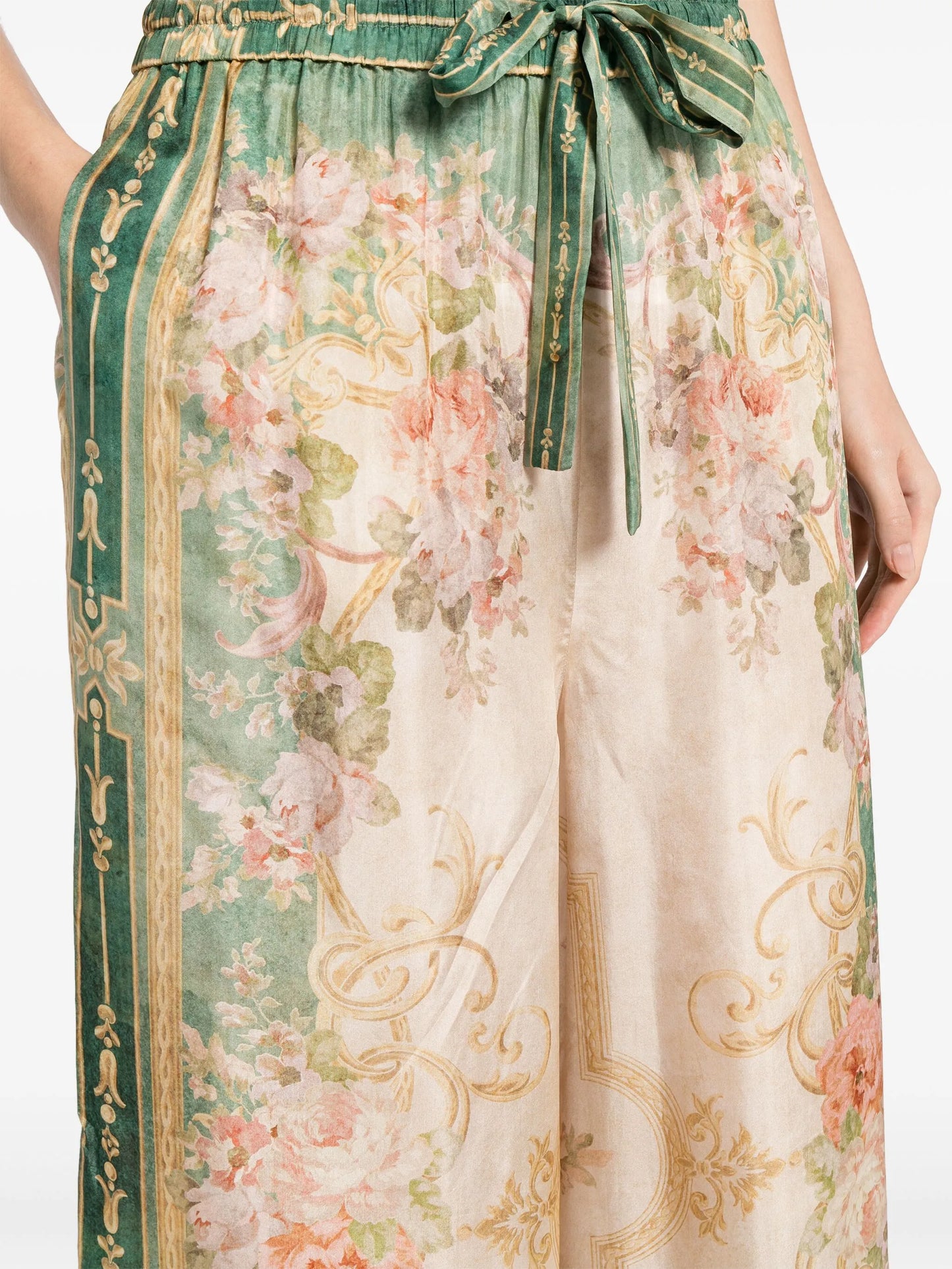 August drawstring silk wide-leg trousers