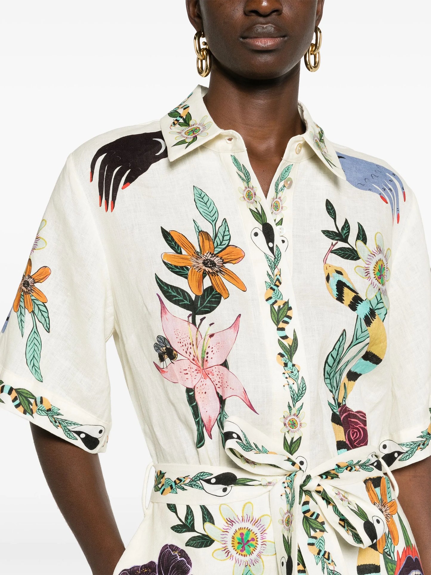 Meagan floral-print linen minidress