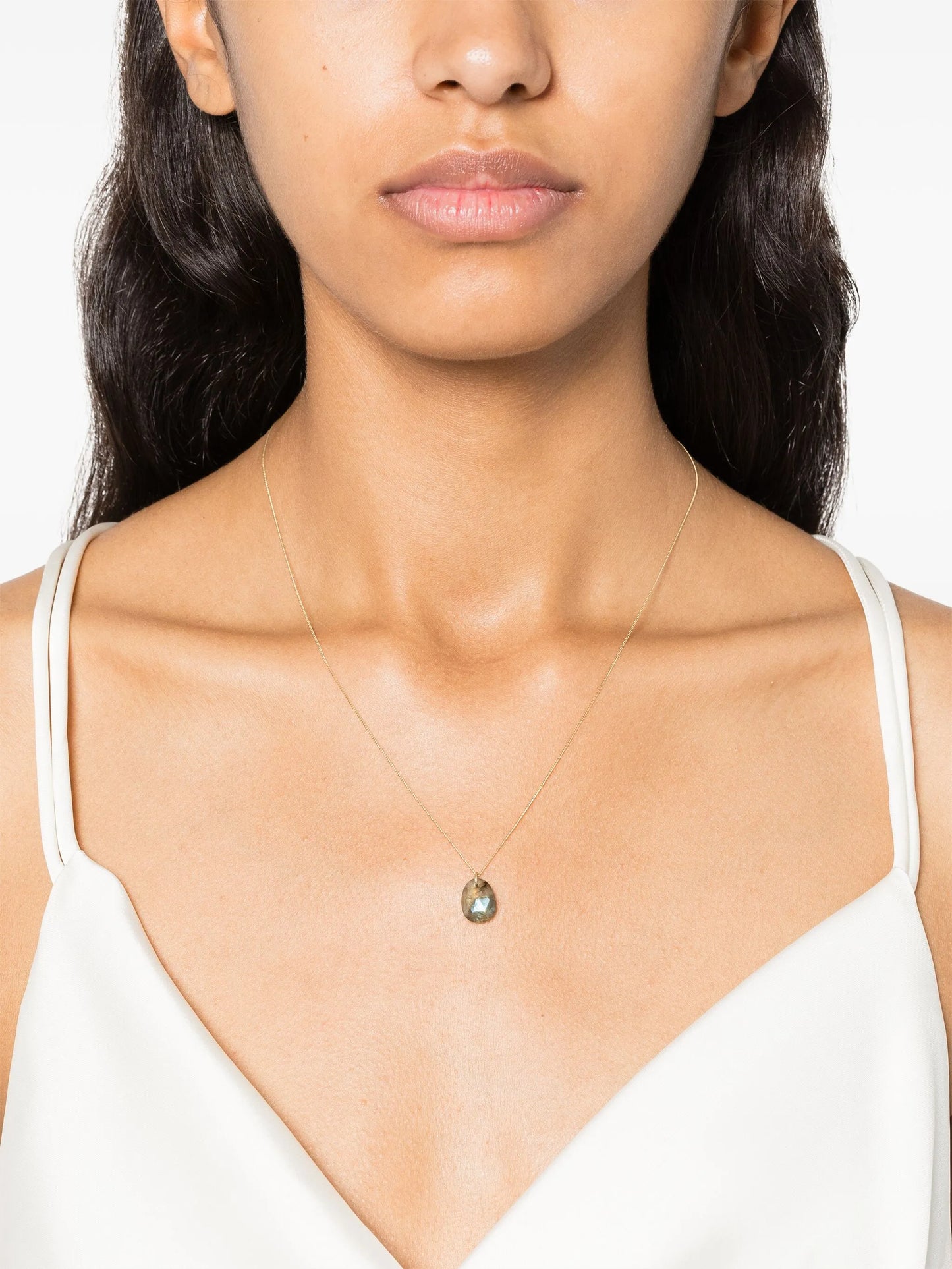 9kt yellow gold Orso diamond and labradorite necklace