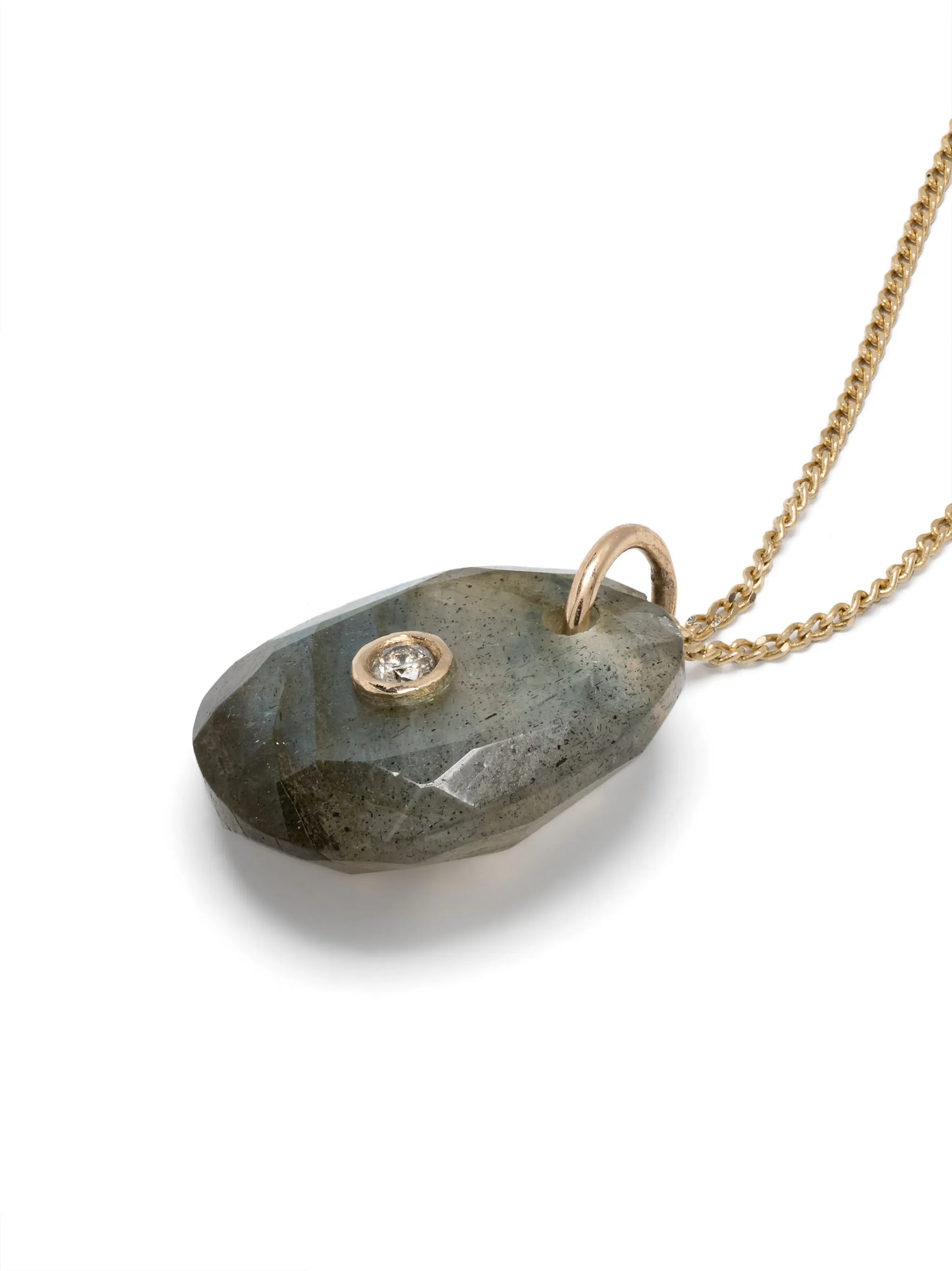 9kt yellow gold Orso diamond and labradorite necklace