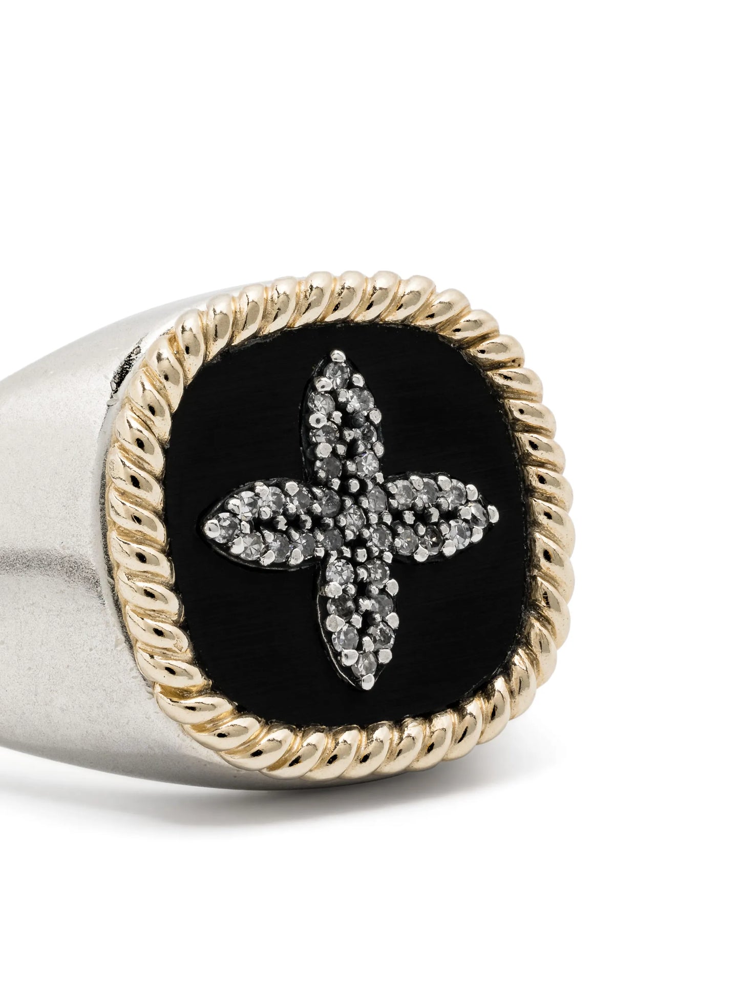 9kt yellow gold and sterling silver Bowie diamond ring